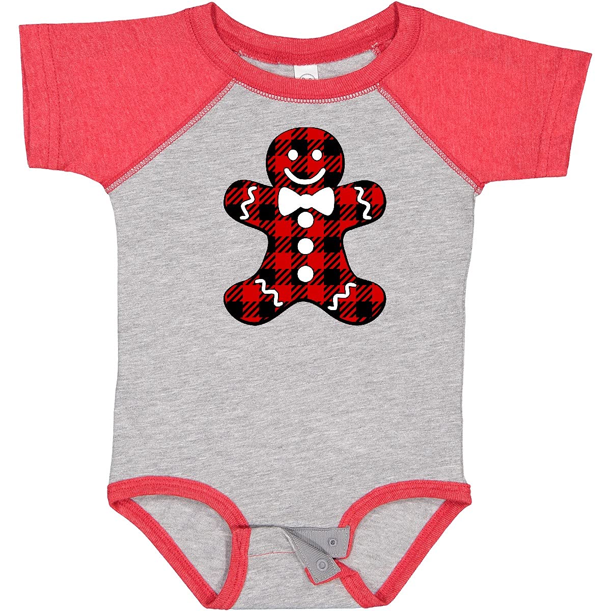 Inktastic Buffalo Plaid Gingerbread Man Baby Bodysuit - Cute Christmas Outfit for Infants & Toddlers - Perfect for Holiday Photos, Family Gatherings & Festive Celebrations