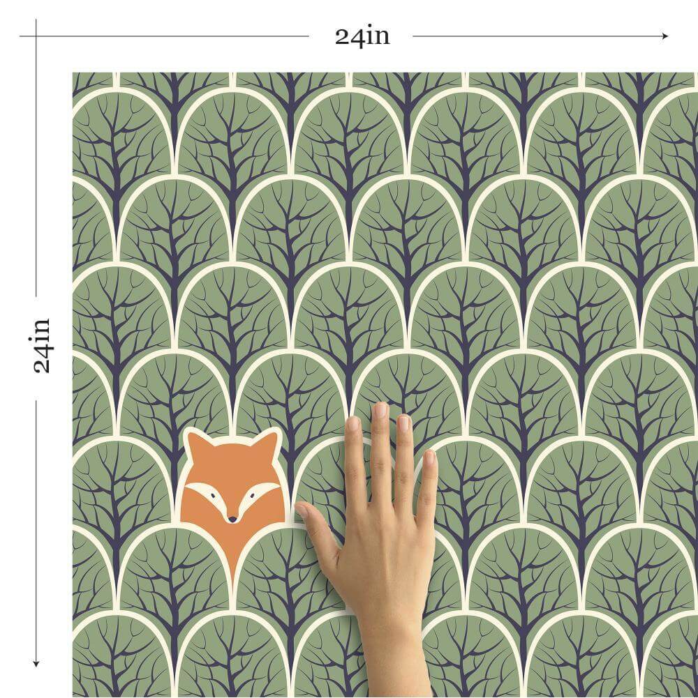 Green and Brown Forest Baby Peel and Stick Removable Wallpaper 8984 - Self-Adhesive Nursery Wall Decor for Kids Room, Bedroom, Playroom & Nursery