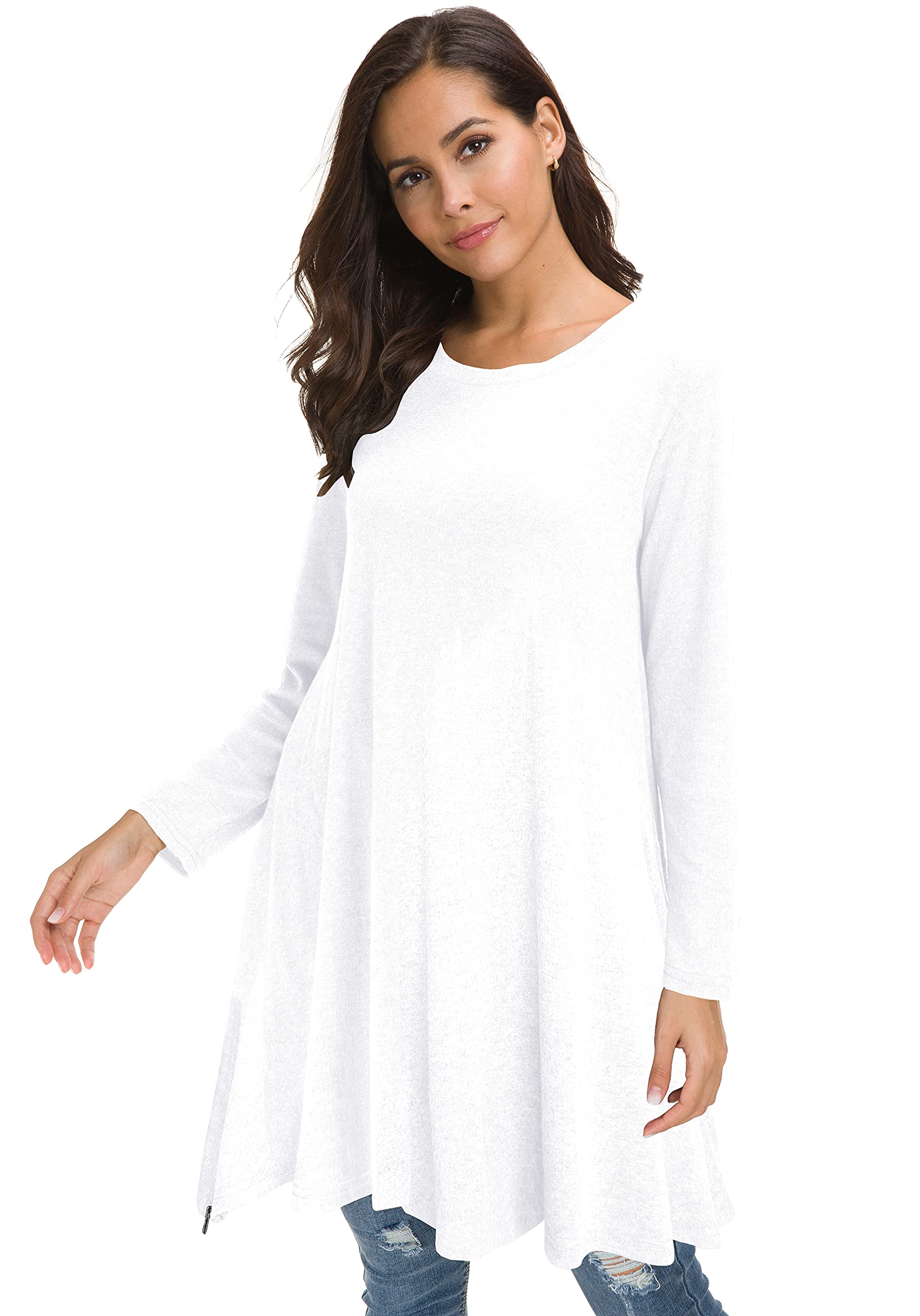 Afibi Women's Long Sleeve Side Split Loose Tunic Tops - Casual Blouse for Leggings, Yoga, Workout & Everyday Wear | Comfortable & Stylish Fall Fashion