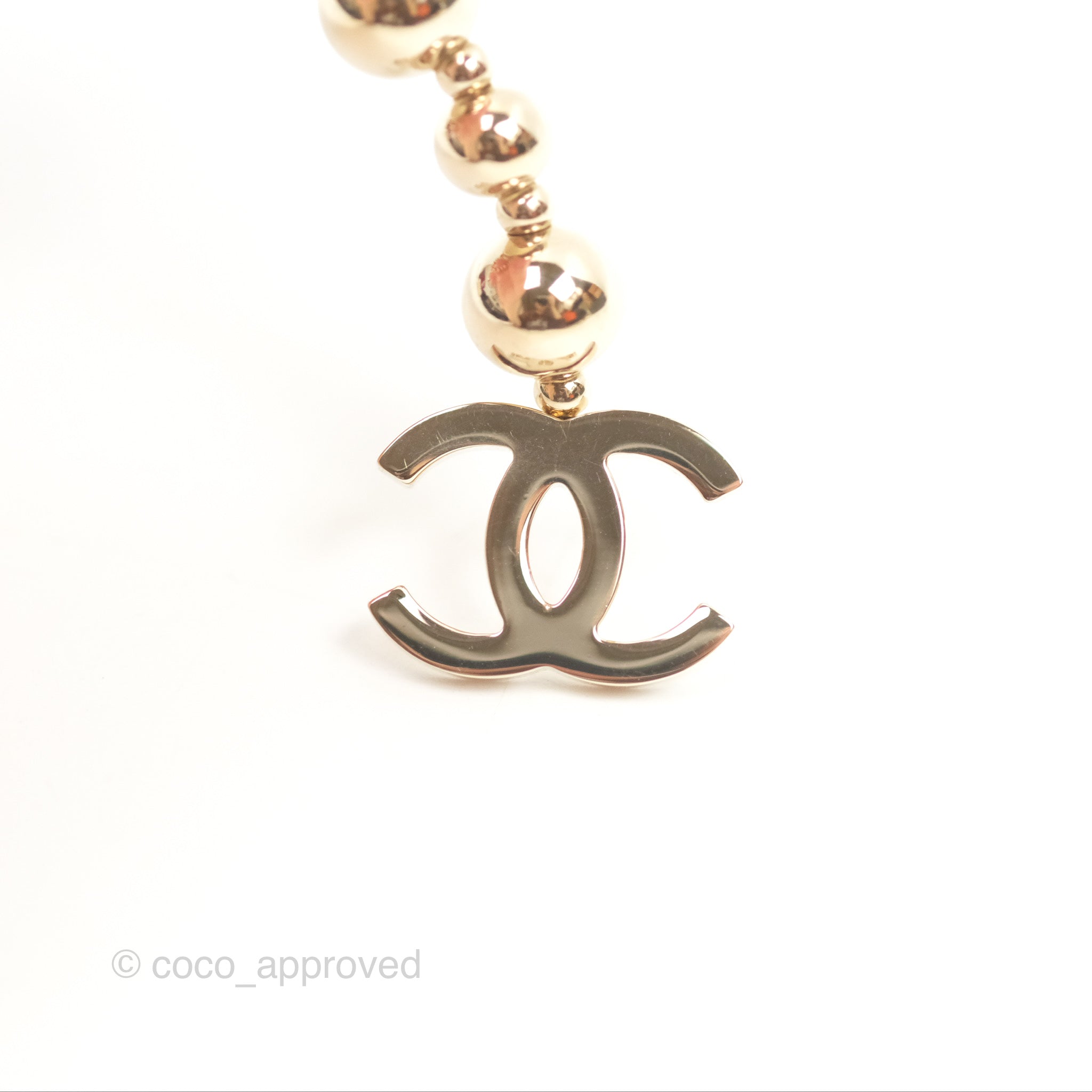 Chanel CC Bead Long Drop Earrings - Gold Tone 21S Collection | Luxury Fashion Jewelry for Women | Perfect for Parties, Weddings & Special Occasions