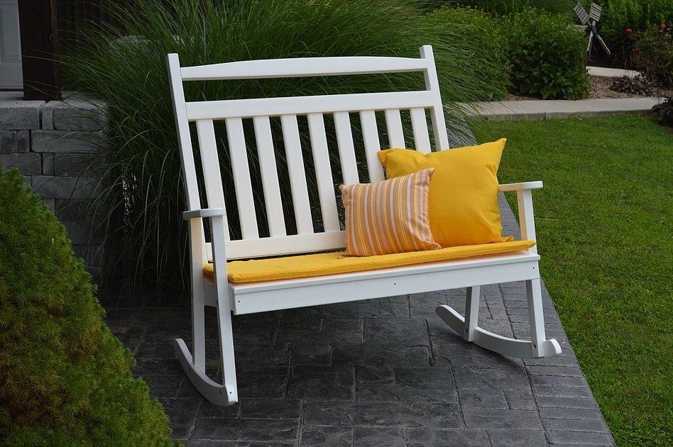 A & L Furniture Poly Classic Double Rocker - Comfortable Outdoor Patio Rocking Chair for Porch, Garden, and Backyard Relaxation