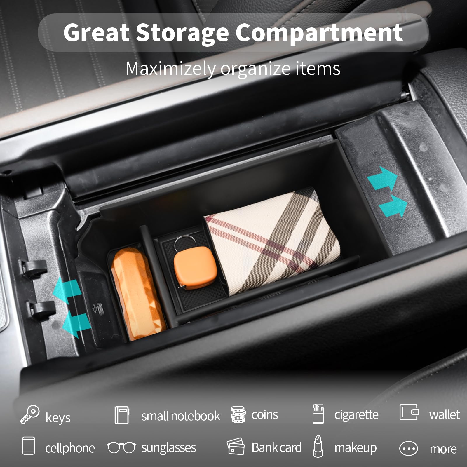 Premium Center Console Organizer for Mercedes Benz GLC 300 SUV (2023-2024) | Black Armrest Tray Storage Box | GLC-Class Accessories | Perfect for Road Trips & Daily Commute