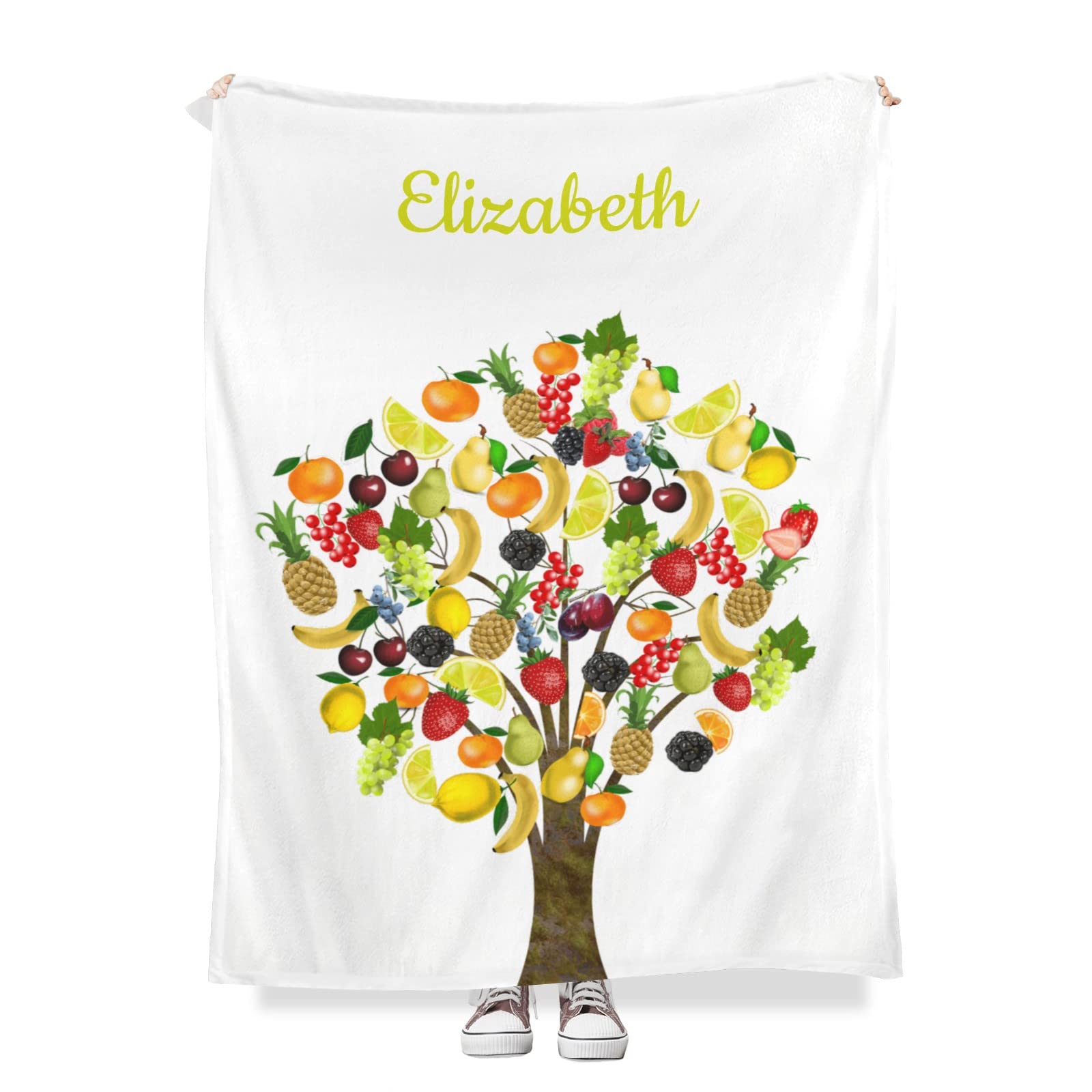 Custom Name Tropical Fruit Baby Blanket - Soft Fleece Swaddling Blanket 30