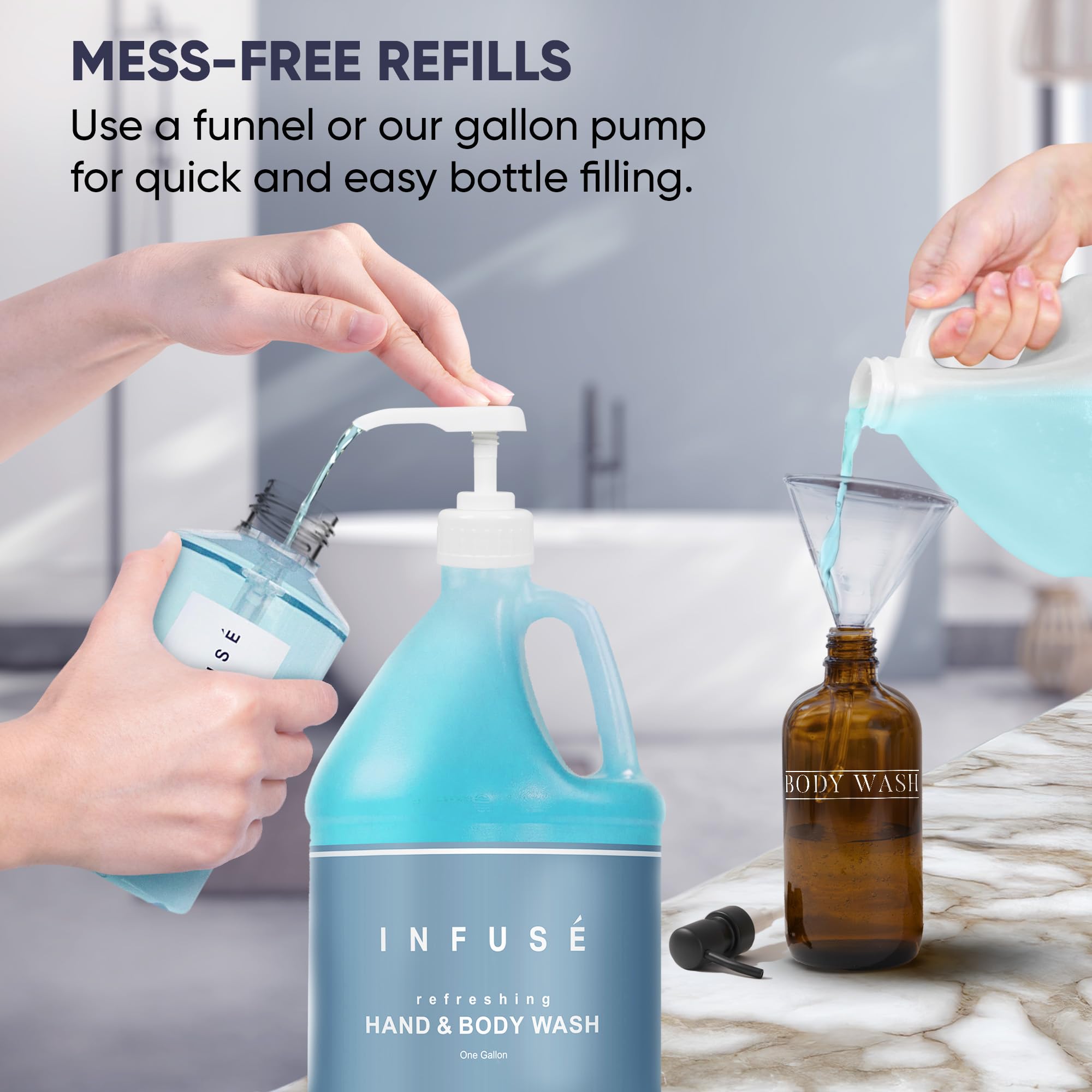 **Terra Pure Infuse Hotel Body Wash & Hand Soap Refill - 1 Gallon (Set of 4) | Bulk Soap Dispenser Refill for Hotels, Spas & Restaurants | Moisturizing & Antibacterial**