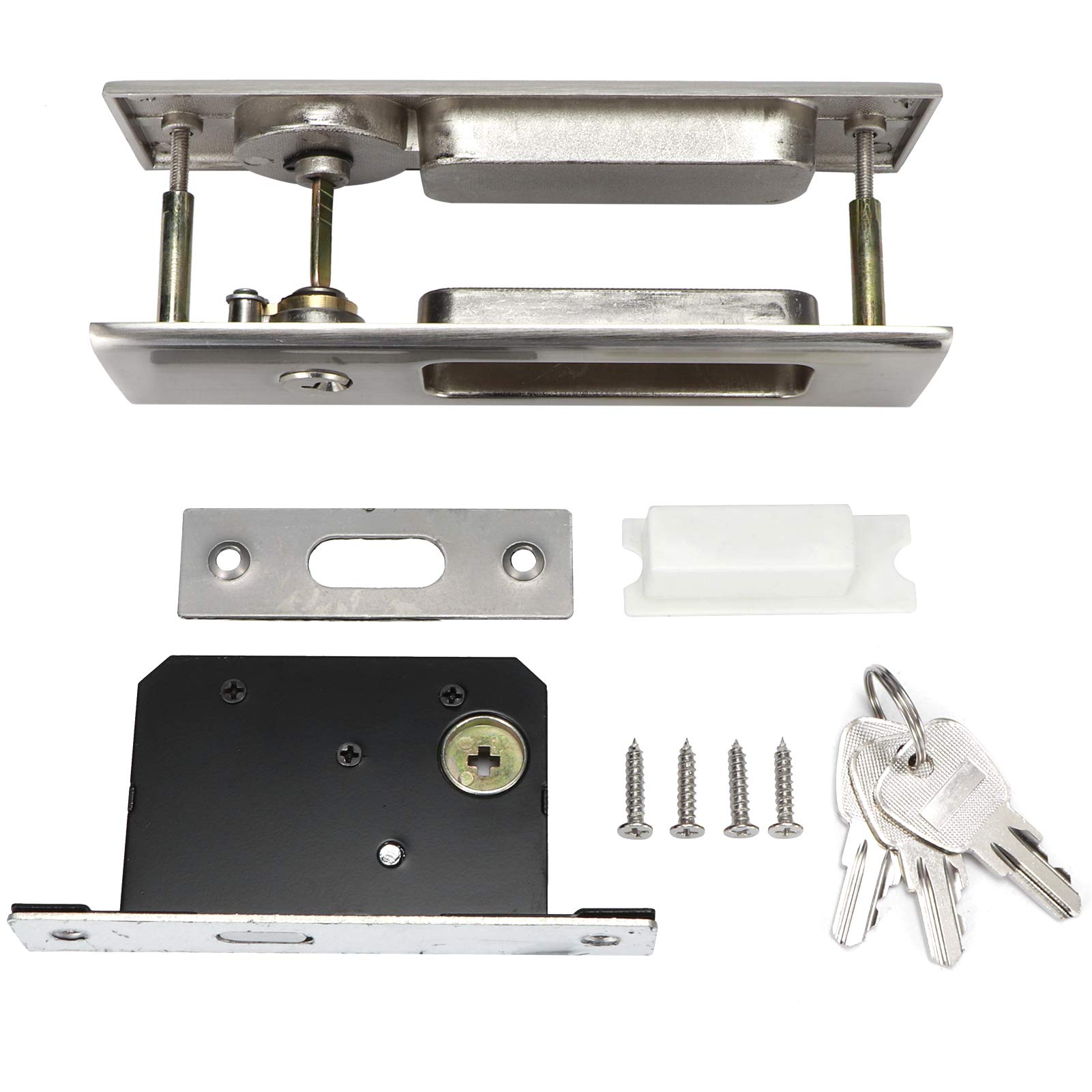 Zinc Alloy Sliding Door Lock Handle Set - Bathroom Balcony Cabinet Hardware Fittings (Silver) | Durable & Stylish Door Handle for Home & Office Use