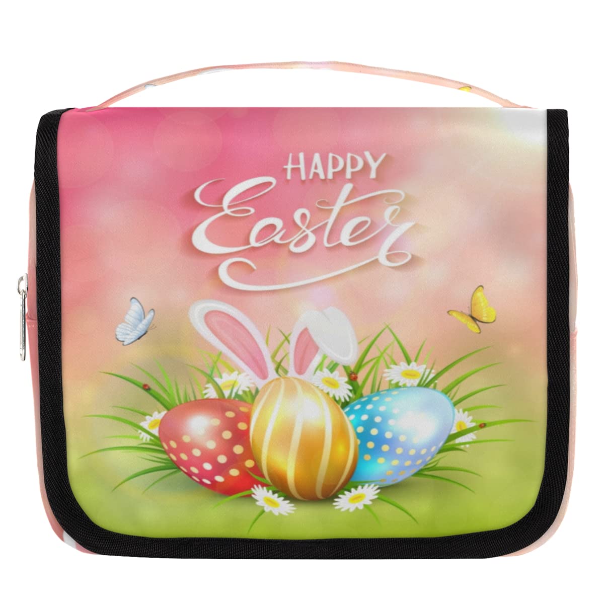 Easter Bunny Hanging Toiletry Bag with Hook - Waterproof Travel Cosmetic Organizer for Men & Women - Large Shower Makeup Case for Bathroom, Gym, Camping & Vacation (Multiple Colors)