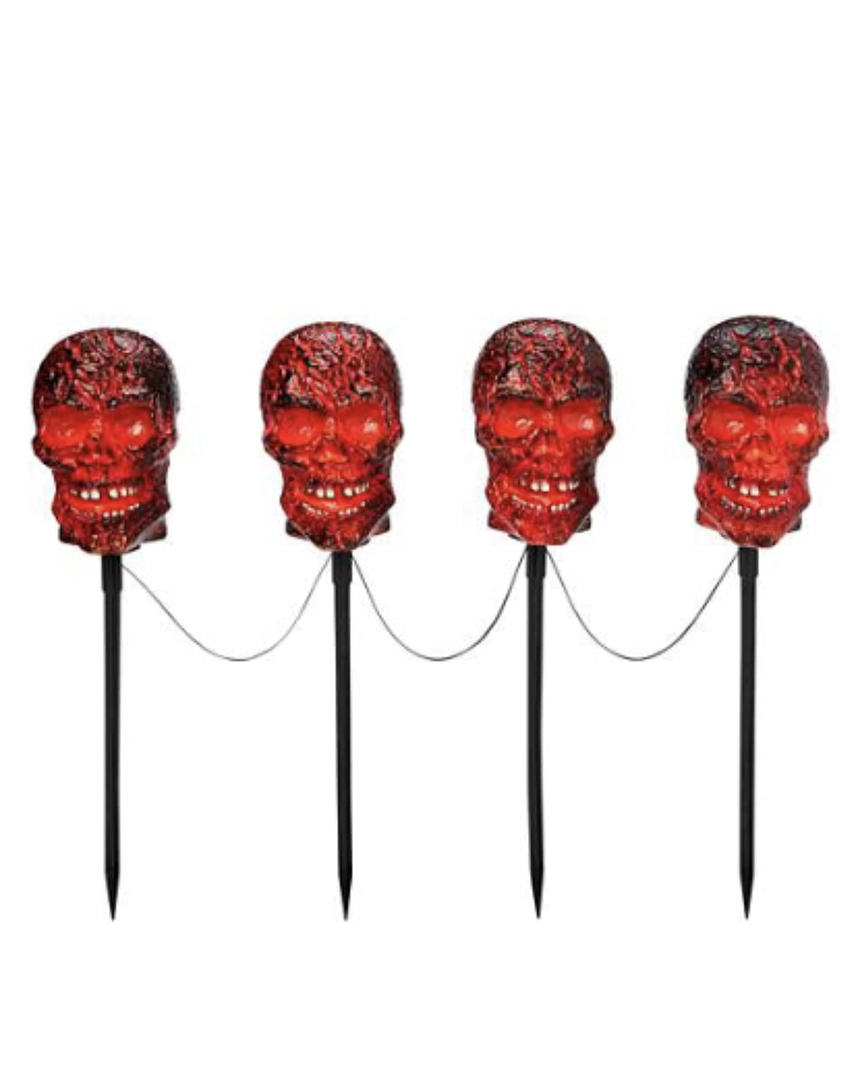 Glow-in-the-Dark LED Skull Pathway Markers - Outdoor Halloween Decorations for Yard, Garden & Walkway Lighting (Set of 6)