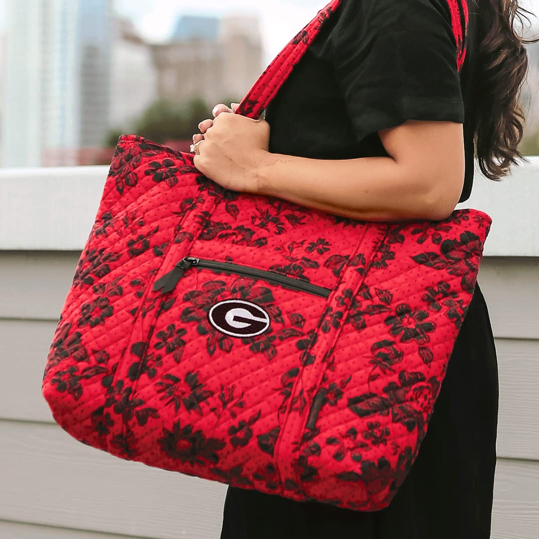 Vera Bradley Women's Cotton Collegiate Vera Tote Bag - Multiple Team Designs for School, Work & Travel - Stylish & Durable College Tote for Students & Professionals