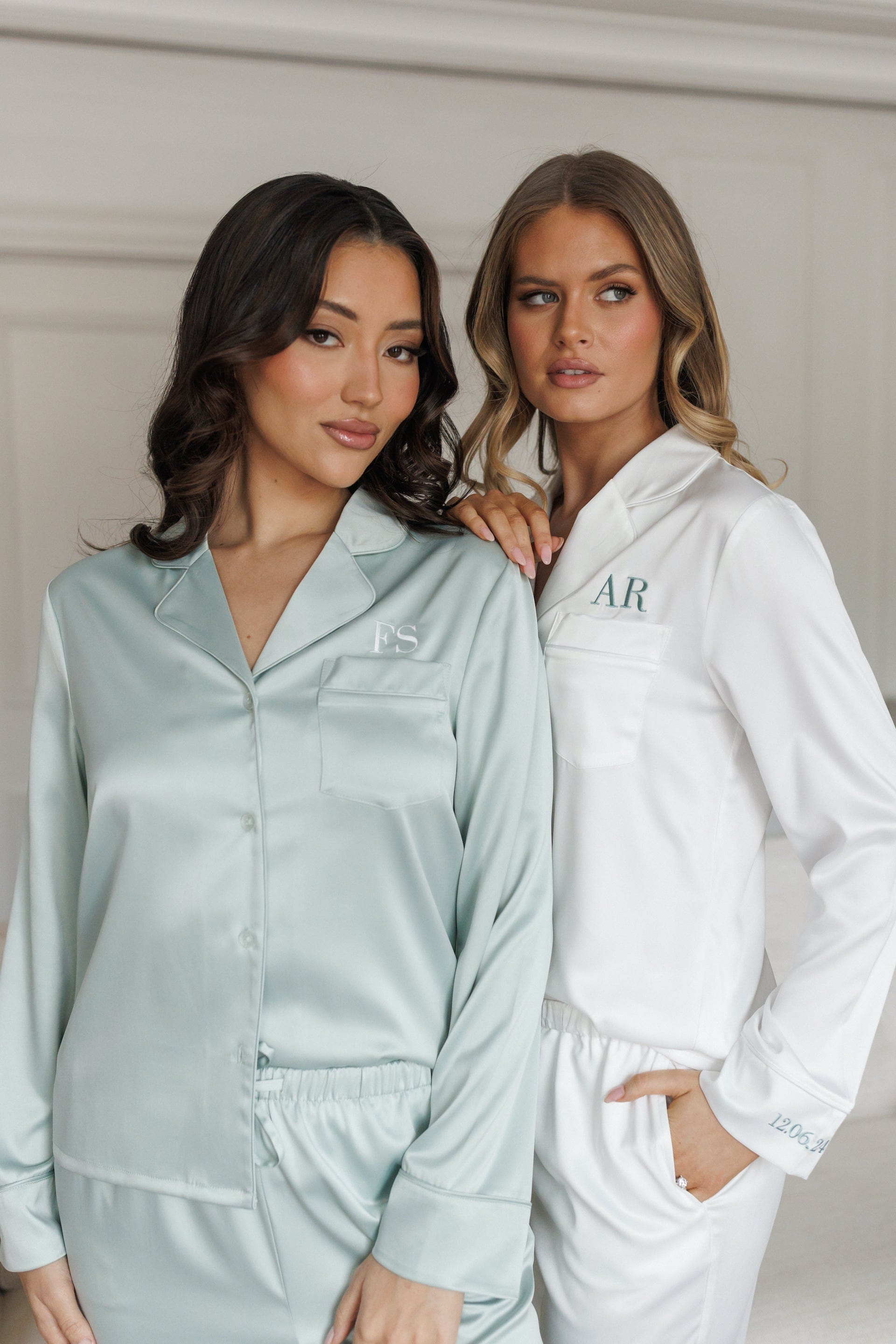 Sienna Premium Satin Bridesmaid Sleep Set - Sage Green Loungewear for Wedding Party, Bridal Shower & Bachelorette Night