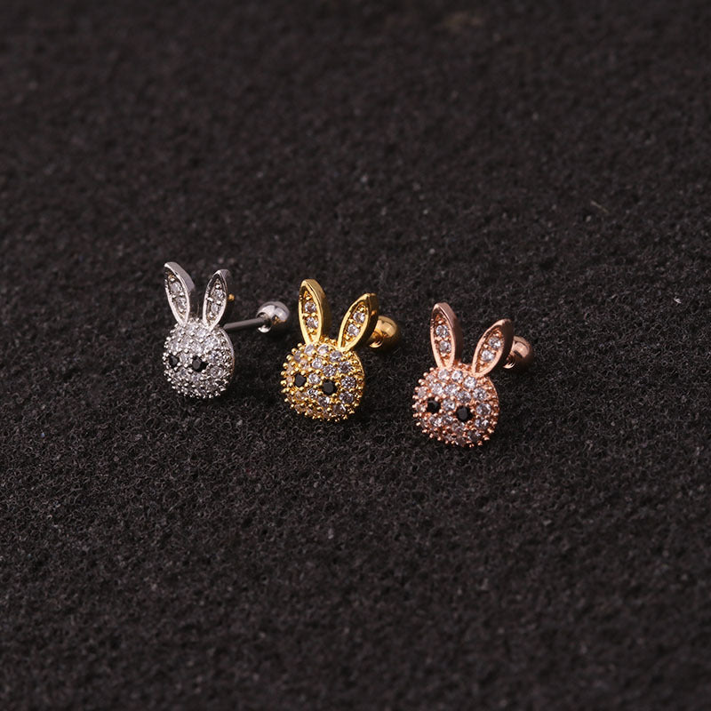 20G Surgical Steel Bunny Stud Helix Earrings for Cartilage Piercing | Hypoallergenic Body Jewelry for Women & Men | Perfect for Everyday Wear, Parties & Gifts