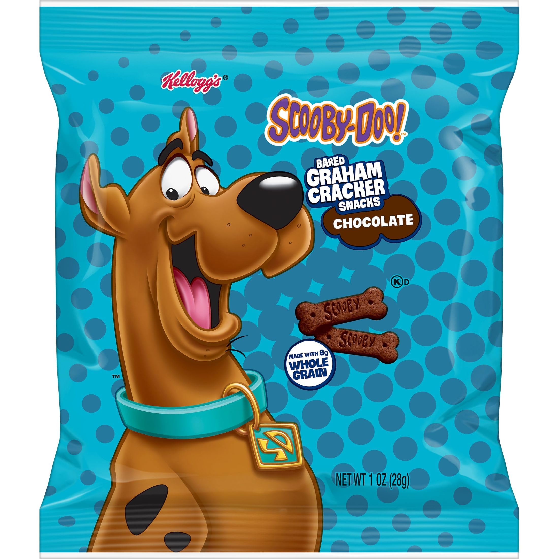 Kellogg's SCOOBY-DOO! Chocolate Baked Graham Cracker Snacks - 40 Individually Wrapped Pouches - Perfect for Kids Lunch Box, School Snacks & Afternoon Treats