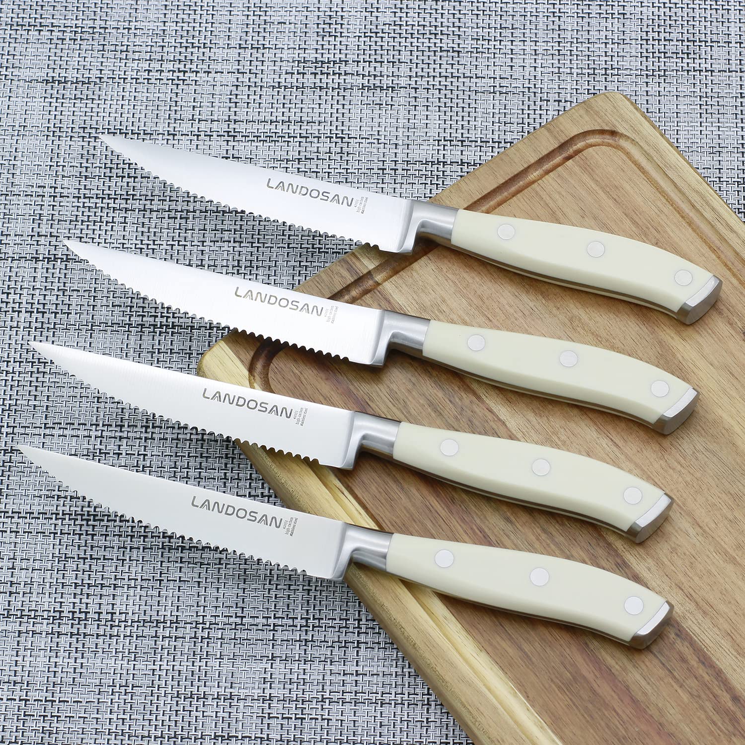 Premium 4-Piece Serrated Steak Knives Set - Stainless Steel, Dishwasher Safe - Perfect for Steak Dinners, BBQ Parties & Fine Dining Experience