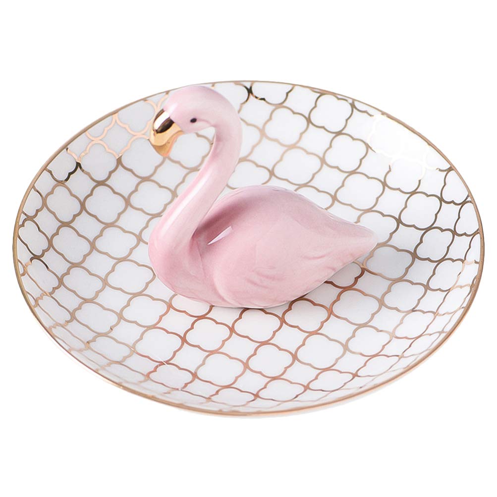 Elegant Flamingo-Shaped Ceramic Jewelry Tray - Jewelry Organizer & Trinket Storage Plate for Home, Bedroom, Vanity Table - Perfect for Rings, Earrings, Necklaces & Small Accessories