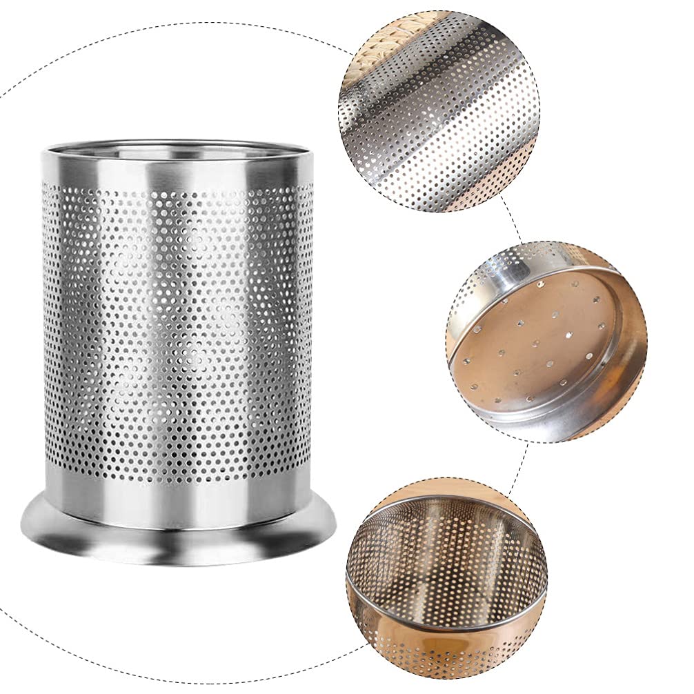 2-Pack Stainless Steel Kitchen Utensil Holder - Multi-Purpose Chopstick, Straw & Silverware Organizer for Countertop - Perfect for Kitchen, Home Office & Desk Organization (Pen Holder Included)