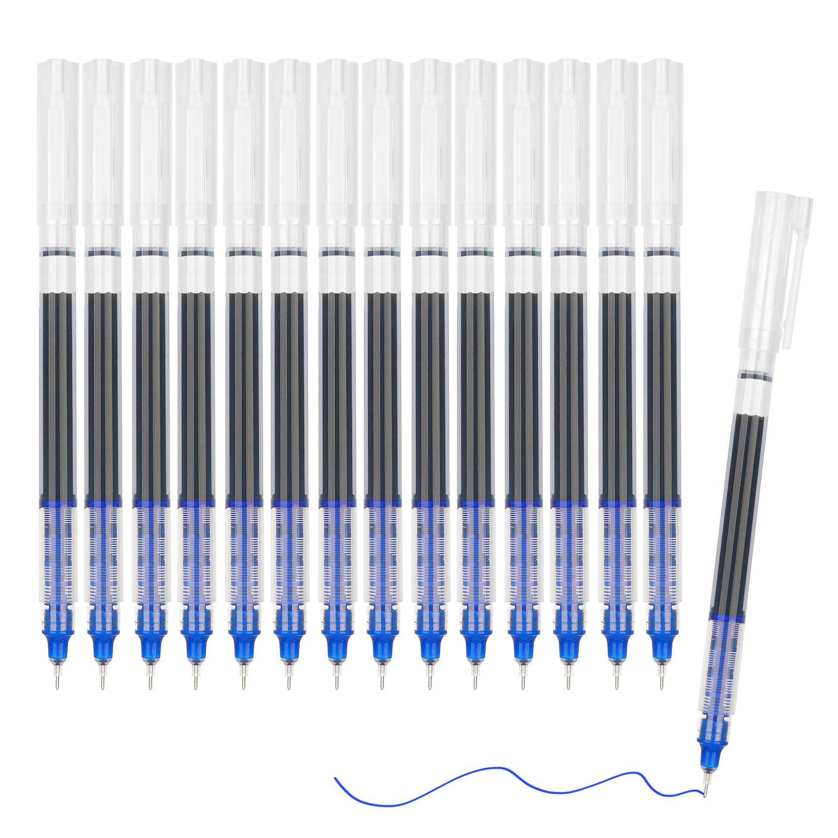 15 Pack 0.5mm Fine Point Rollerball Pens with Japanese Ink - Blue Ink Pens for Smooth Writing - Ideal for Office, School, Note Taking & Journaling