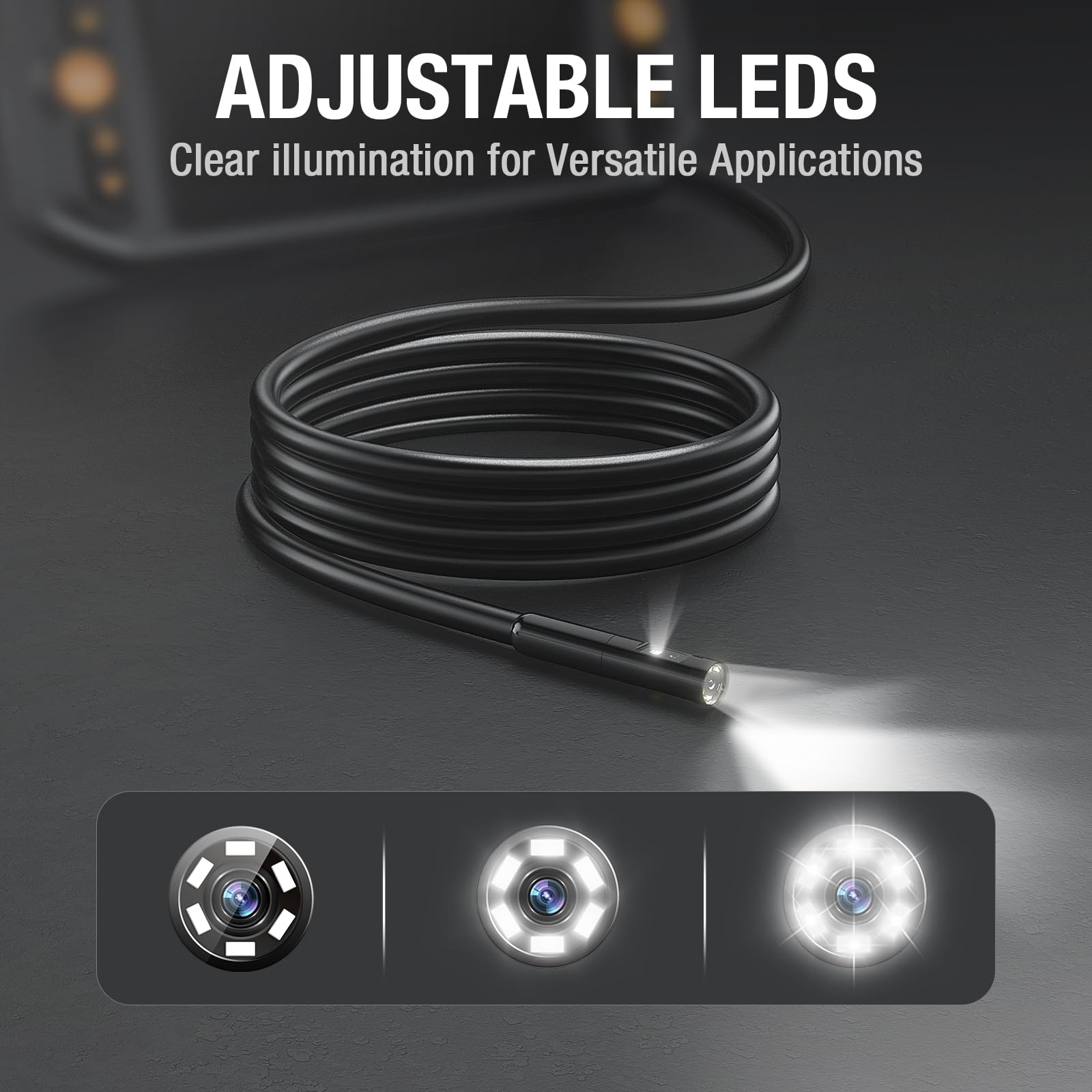 Dual Lens Endoscope Camera with LED Light - Teslong Flexible Borescope Inspection Camera with Monitor for Automotive, HVAC, Plumbing & Wall Inspection | Waterproof Snake Probe Camera with Fiber Optic Scope for Mechanics & Home Use