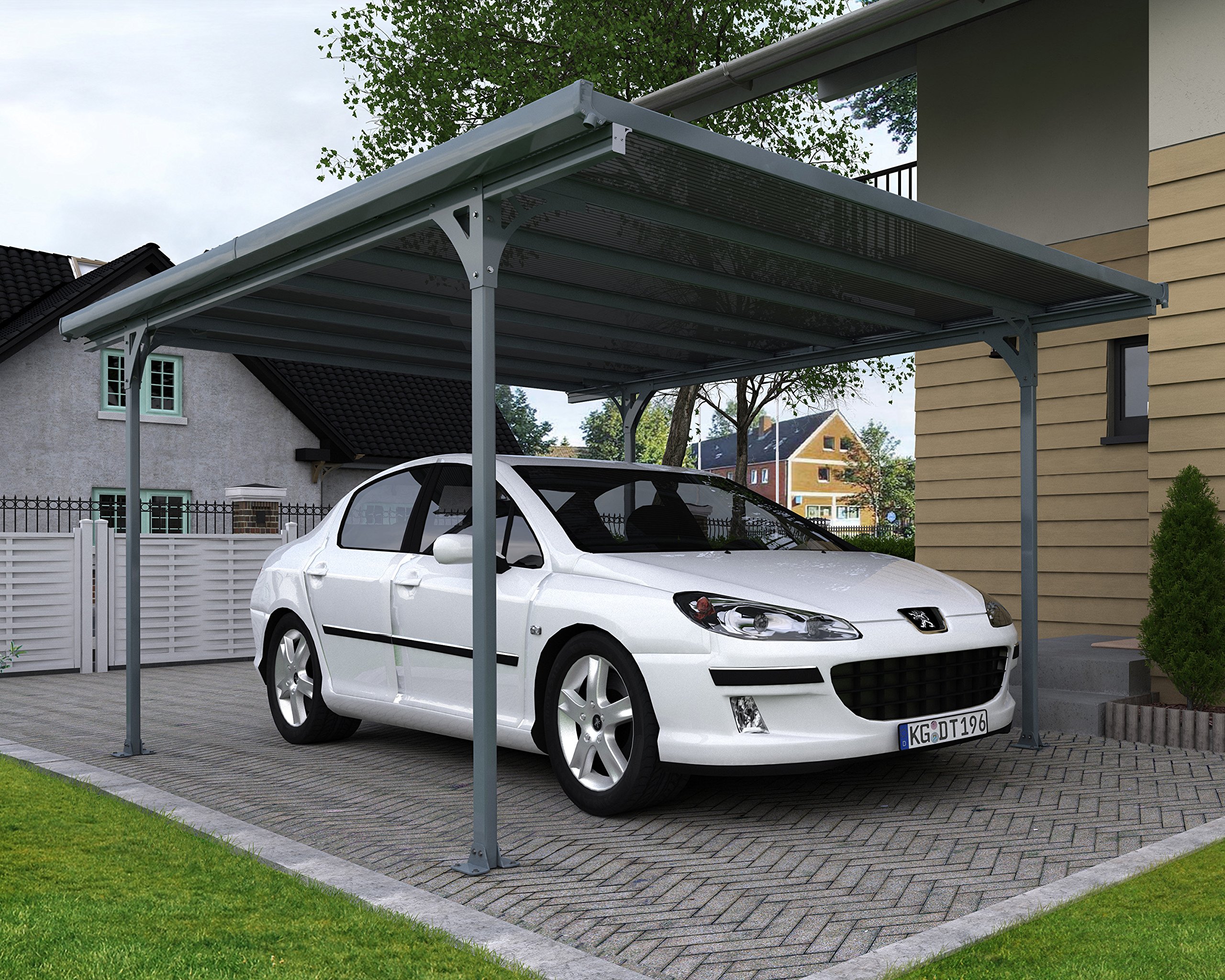 Heavy Duty 10x16 Metal Carport - Palram Canopia Verona 5000 Weatherproof Aluminum RV & Car Storage with Bronze Polycarbonate Roof, UV Protection, DIY Garage Kit (10-Year Warranty) - Perfect for RV, Boat, Vehicle Protection & Outdoor Storage