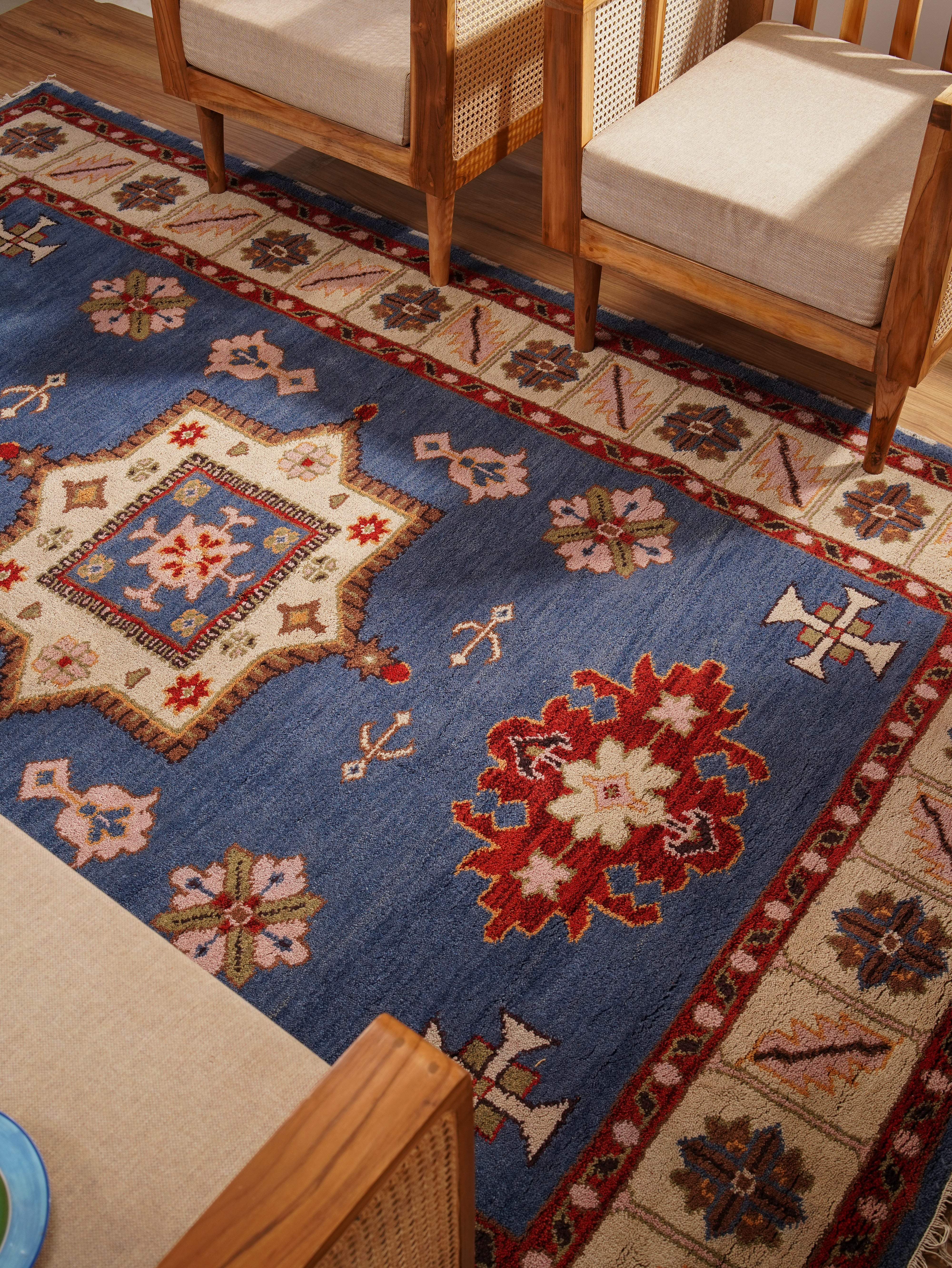 Handmade Afghan Rug - Premium Hand Knotted Wool Carpet for Living Room, Bedroom & Home Decor | Traditional Oriental Design | Durable & Soft Floor Covering