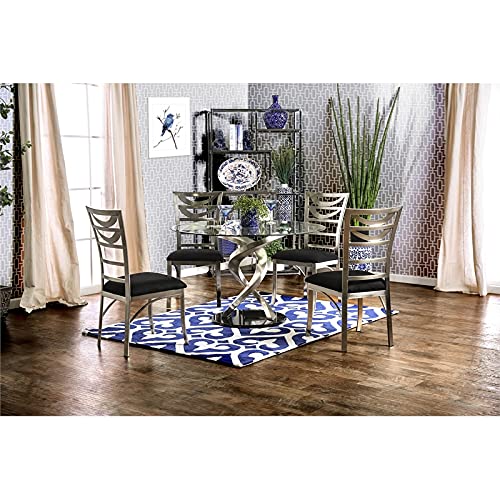 Furniture of America Catarina Metal Ladder-Back Dining Chairs, Set of 2 - Modern Kitchen & Dining Room Seating for Home, Restaurant, or Cafe