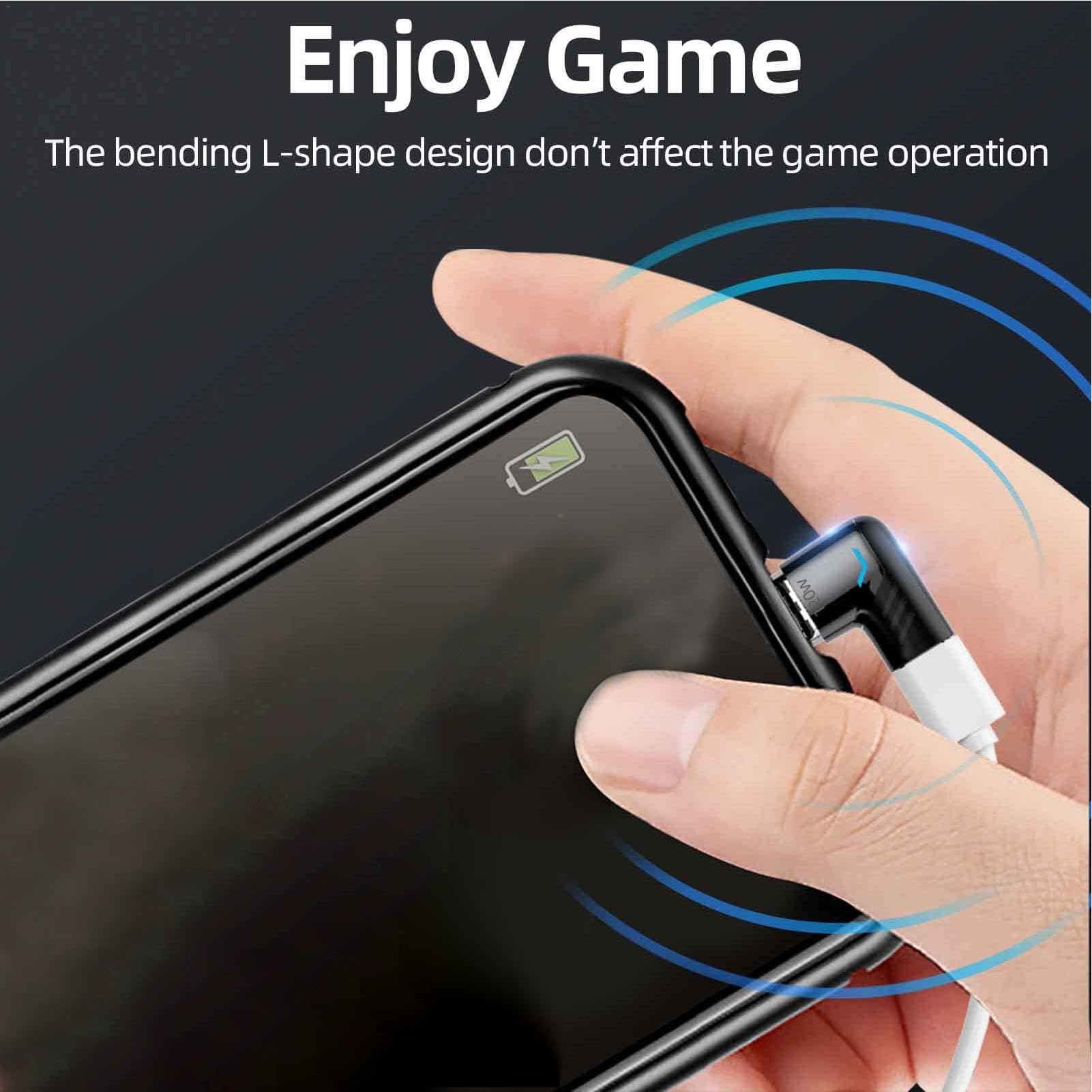 90 Degree Right Angle USB C Magnetic Charger - 120W Fast Charging & 480Mbps High Speed Data Transfer | Durable Magnetic Phone Adapter for iPhone, Samsung, iPad | Perfect for Gaming, Driving & Night Charging