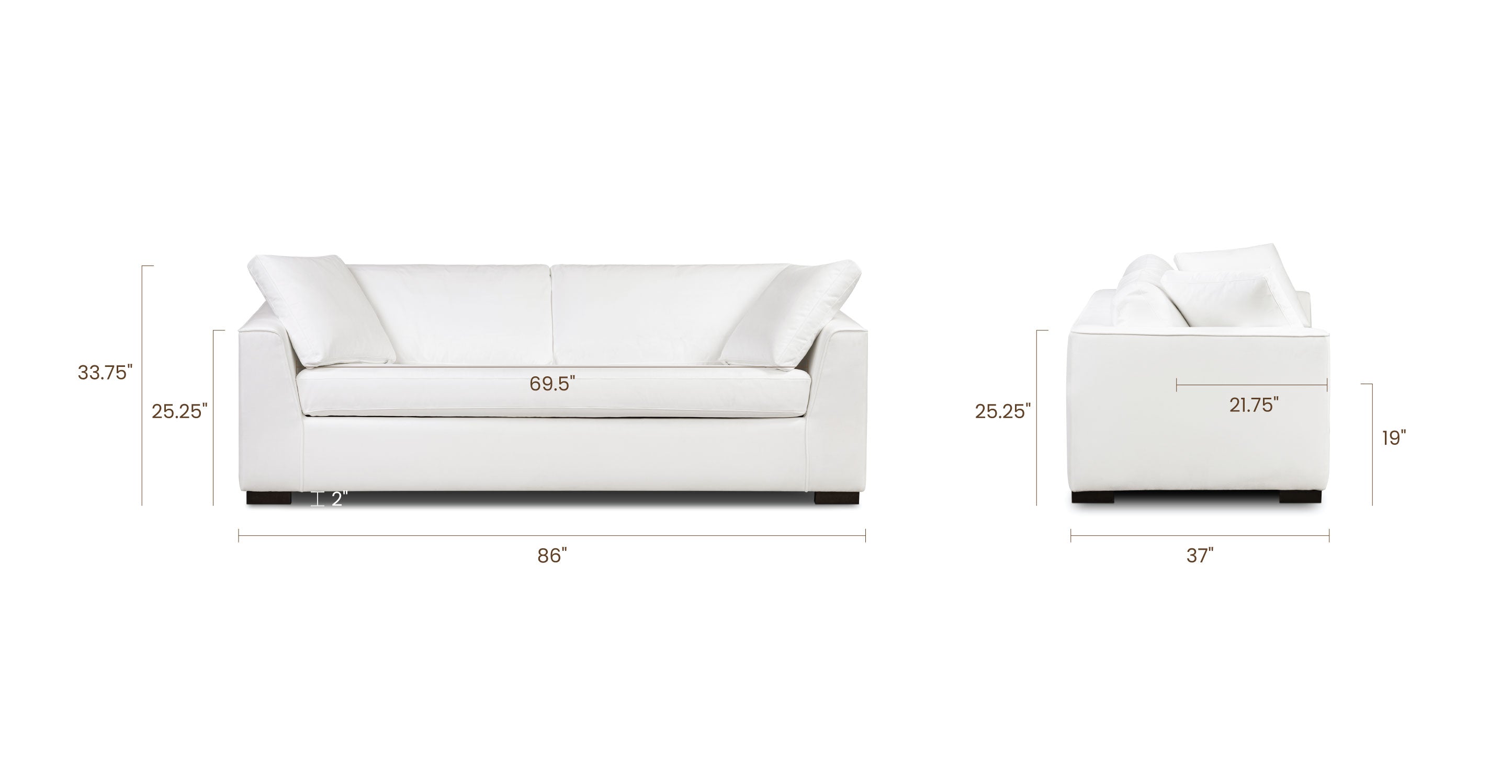 Capri 86 Pull Out Sofa Bed - Convertible Sleeper Sofa for Small Spaces, Guest Room & Apartment Living | Comfortable Modern Futon with Easy Fold Out Mechanism