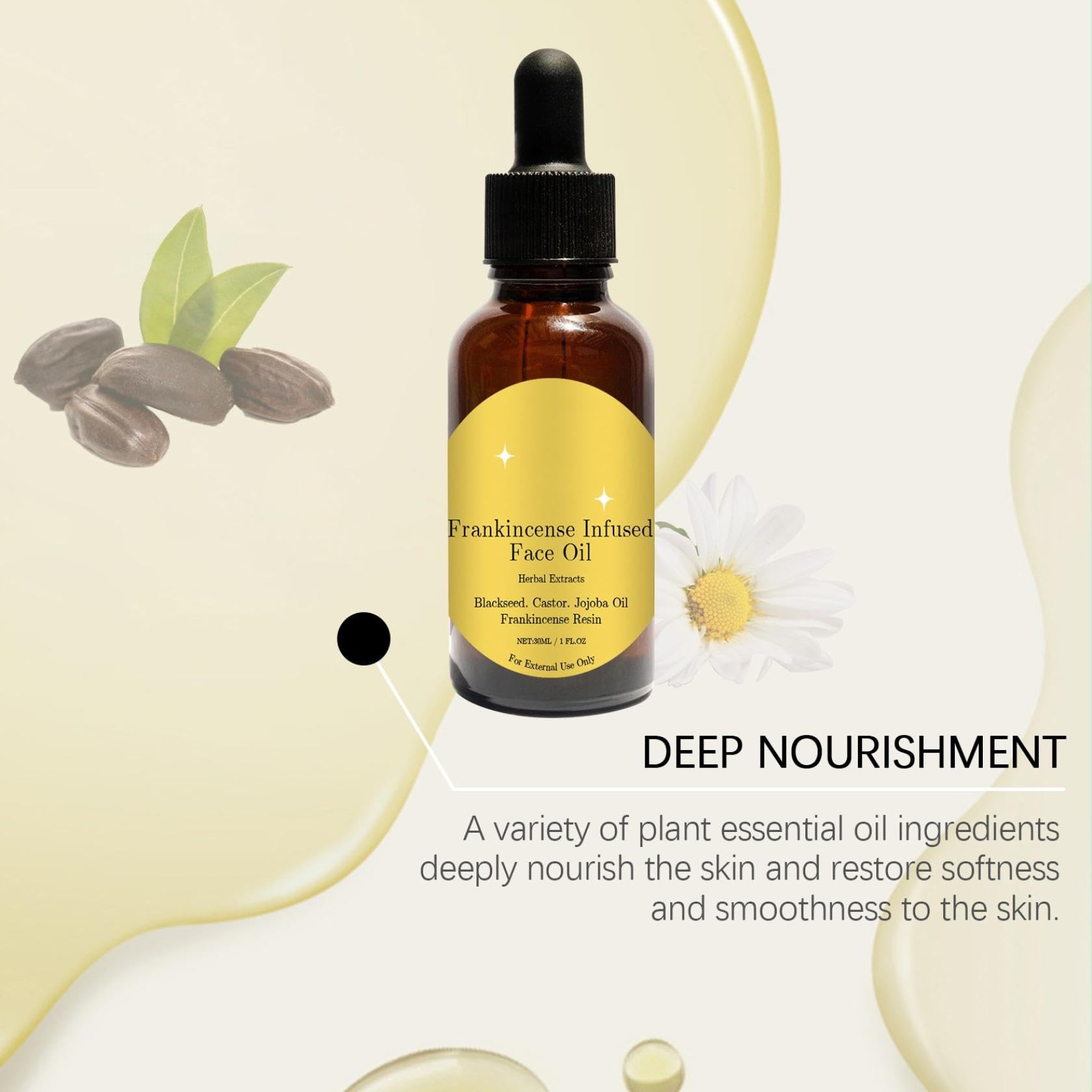 Premium Frankincense Oil for Face - Cold Pressed Anti-Aging Serum, Natural Skincare Moisturizer with Frankincense Resin, Hydrates & Nourishes Skin (1 Fl Oz) - Perfect for Daily Facial Routine & Nighttime Skin Care