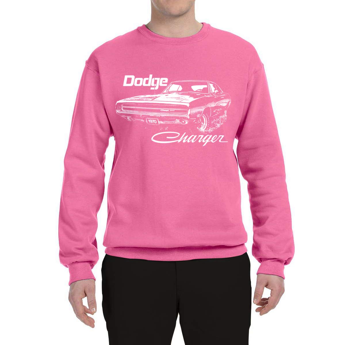 Vintage 1970 Dodge Charger Racing Graphic Sweatshirt for Men - Retro White Muscle Car Hoodie | Perfect for Car Enthusiasts & Casual Streetwear