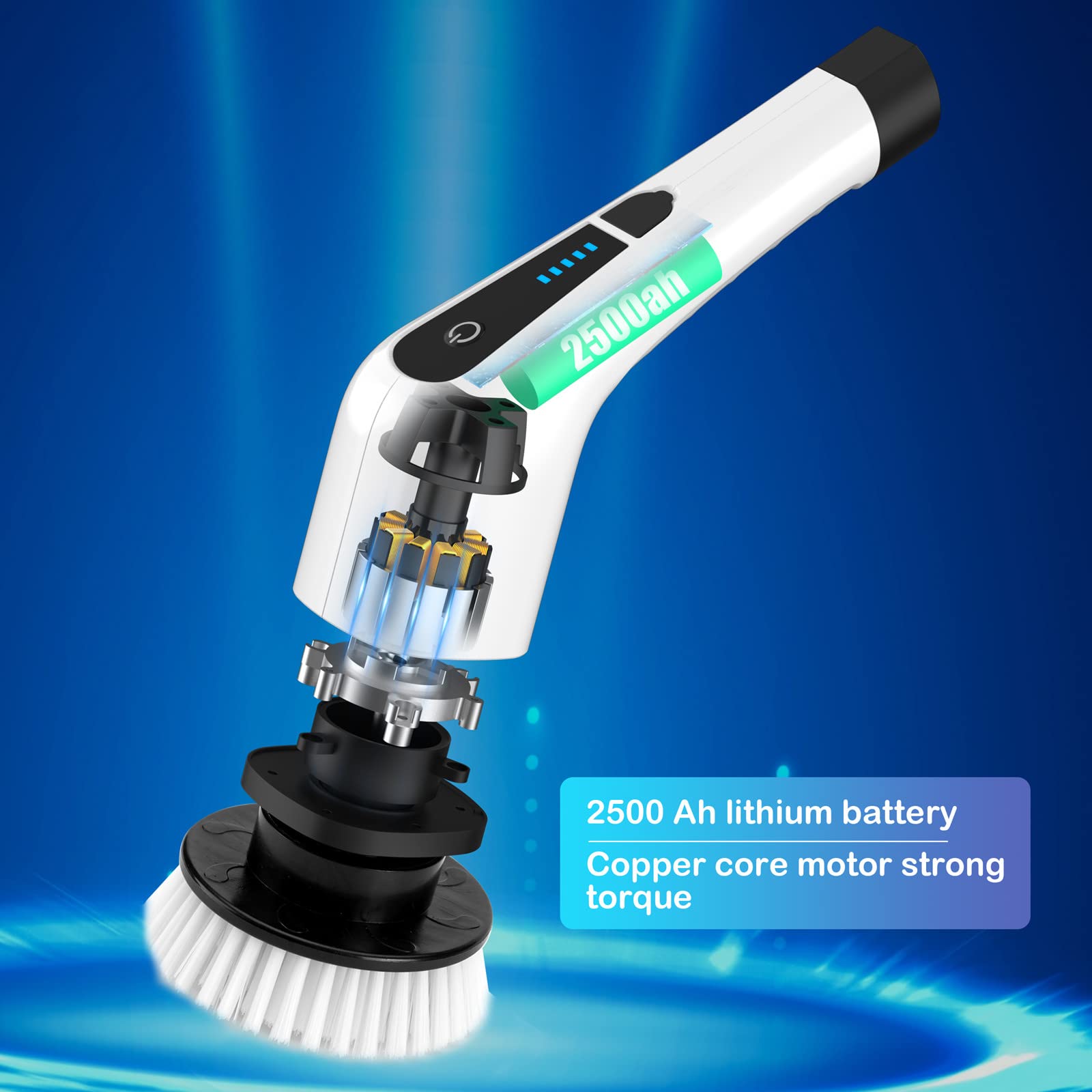 Electric Spin Scrubber - Upgraded Bathroom Cleaning Brush with 7 Replaceable Heads & Extendable Handle | Powerful Deep Cleaning for Tiles, Grout, Showers, Sinks, Floors & Car Interiors | Ideal for Home Kitchen Bathroom & Auto Detailing