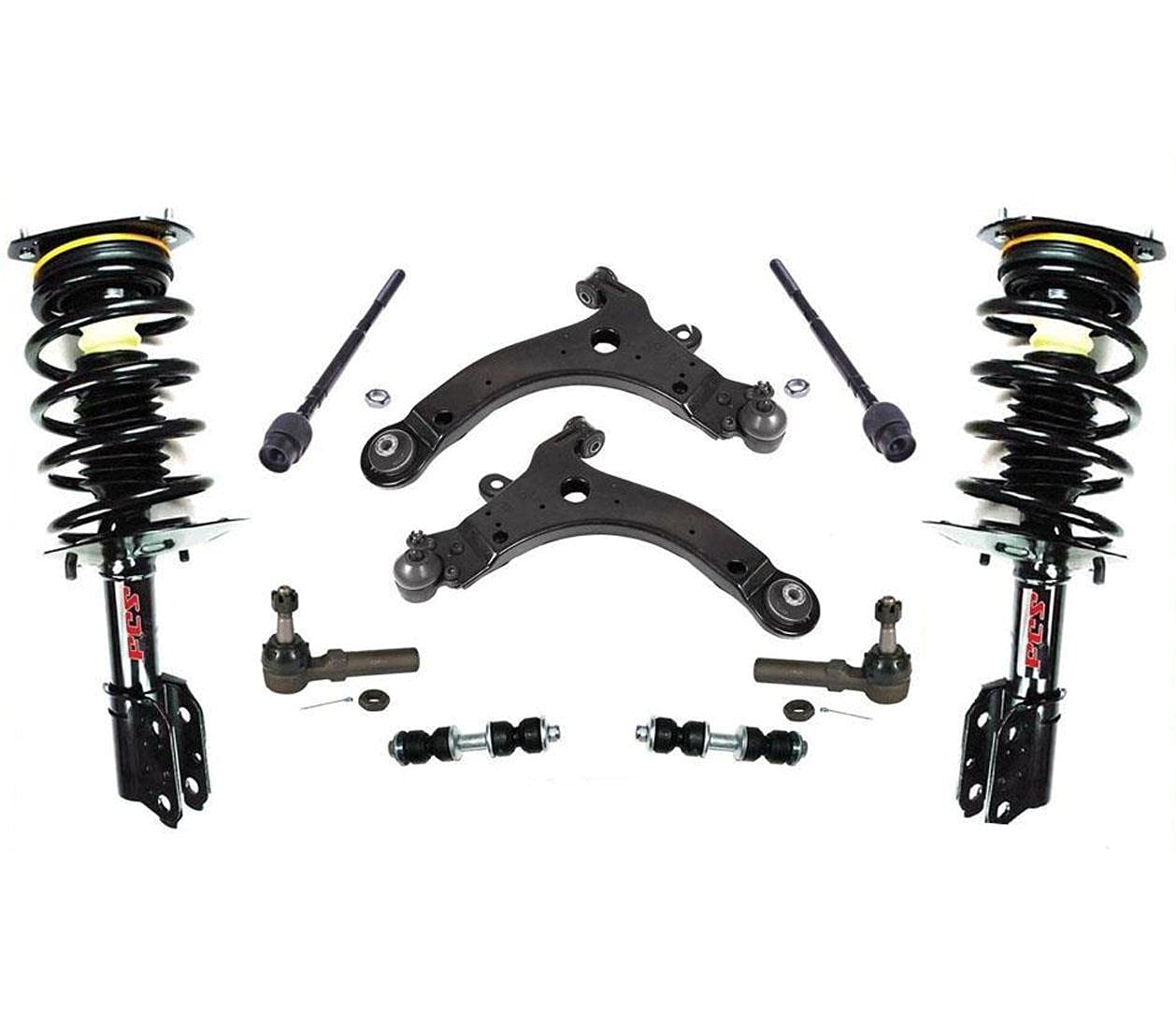 10-Piece Front Suspension Kit - Coil Spring, Struts, Mounts, Control Arms, Bushing & Stabilizer Links - Compatible with Venture, Silhouette, Montana & Trans Sport Van - Perfect for Smooth Rides & Off-Road Adventures
