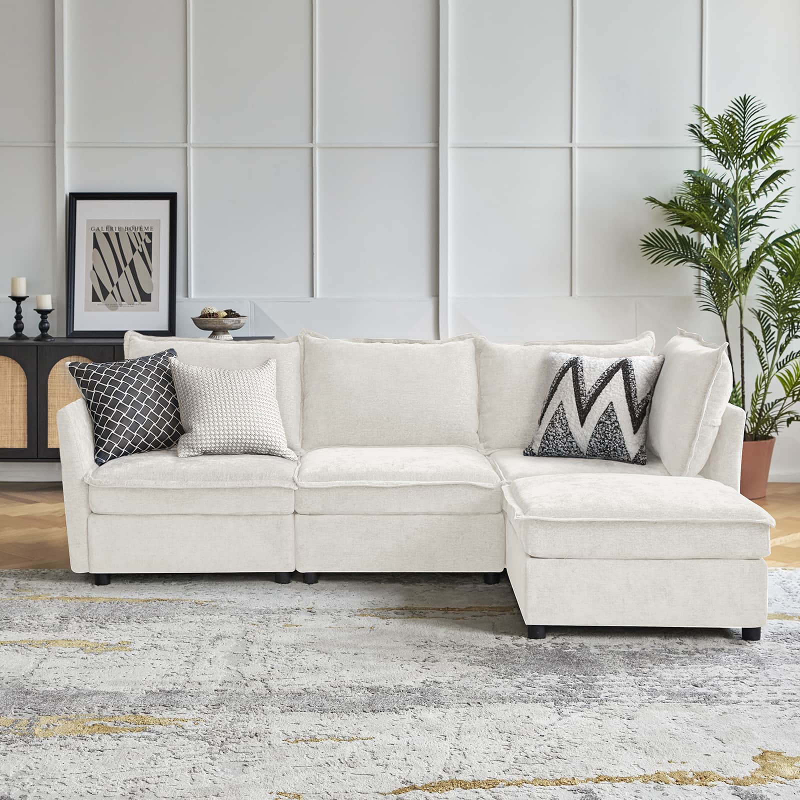Harmetrix Oversized Soft Sectional Couch with Storage | Modern L-Shaped Sofa Bed with Hidden Compartment | Perfect for Living Room, Family Room & Small Spaces