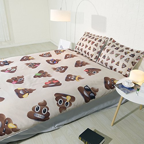 JF-440 Kids Poop-Themed 3-Piece Full Size Bedding Set - 1 Duvet Cover & 2 Pillow Shams (No Comforter Included) | Fun Children's Room Decor for Boys & Girls | Perfect for Themed Bedrooms, Sleepovers & Playful Nursery Designs