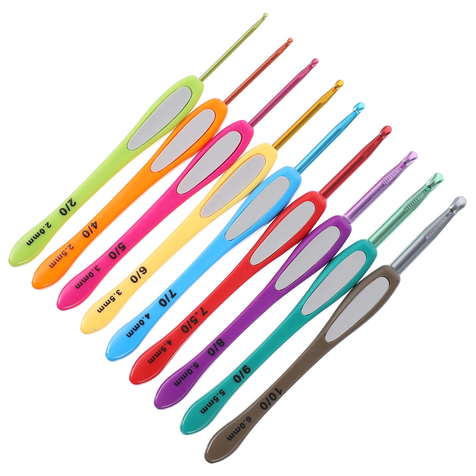 EXCEART 9-Piece Colorful Plastic Crochet Hook Set - Ergonomic Handle Knitting Needles for Beginners, Crochet Starter Kit with Aluminum Hooks - Perfect for DIY Yarn Crafts, Amigurumi, and Blanket Making