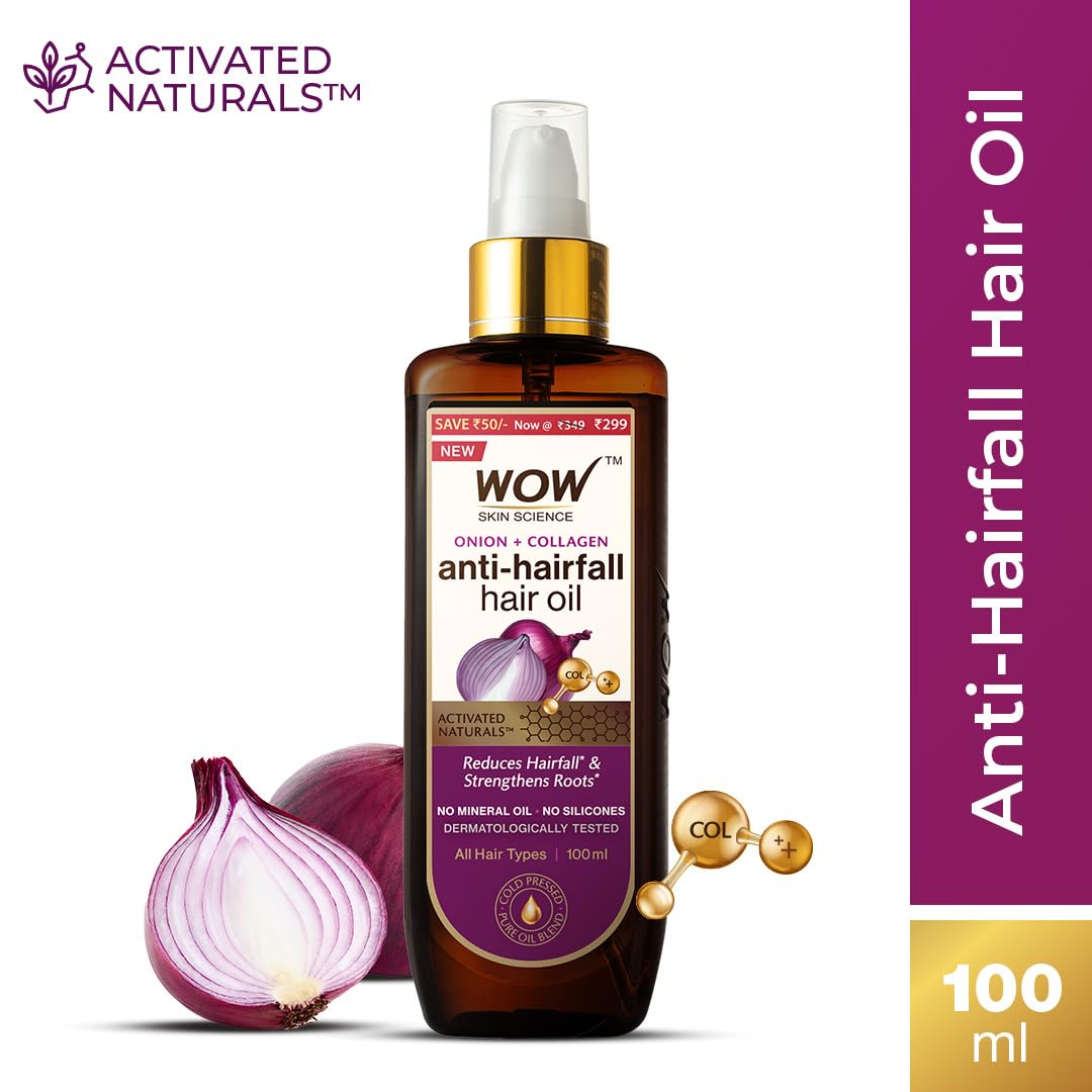 WOW Skin Science Onion Black Seed Hair Oil with Comb - 100mL for Hair Growth & Scalp Care | Reduces Hair Fall & Adds Shine | Perfect for Dry, Damaged Hair & Daily Hair Care Routine