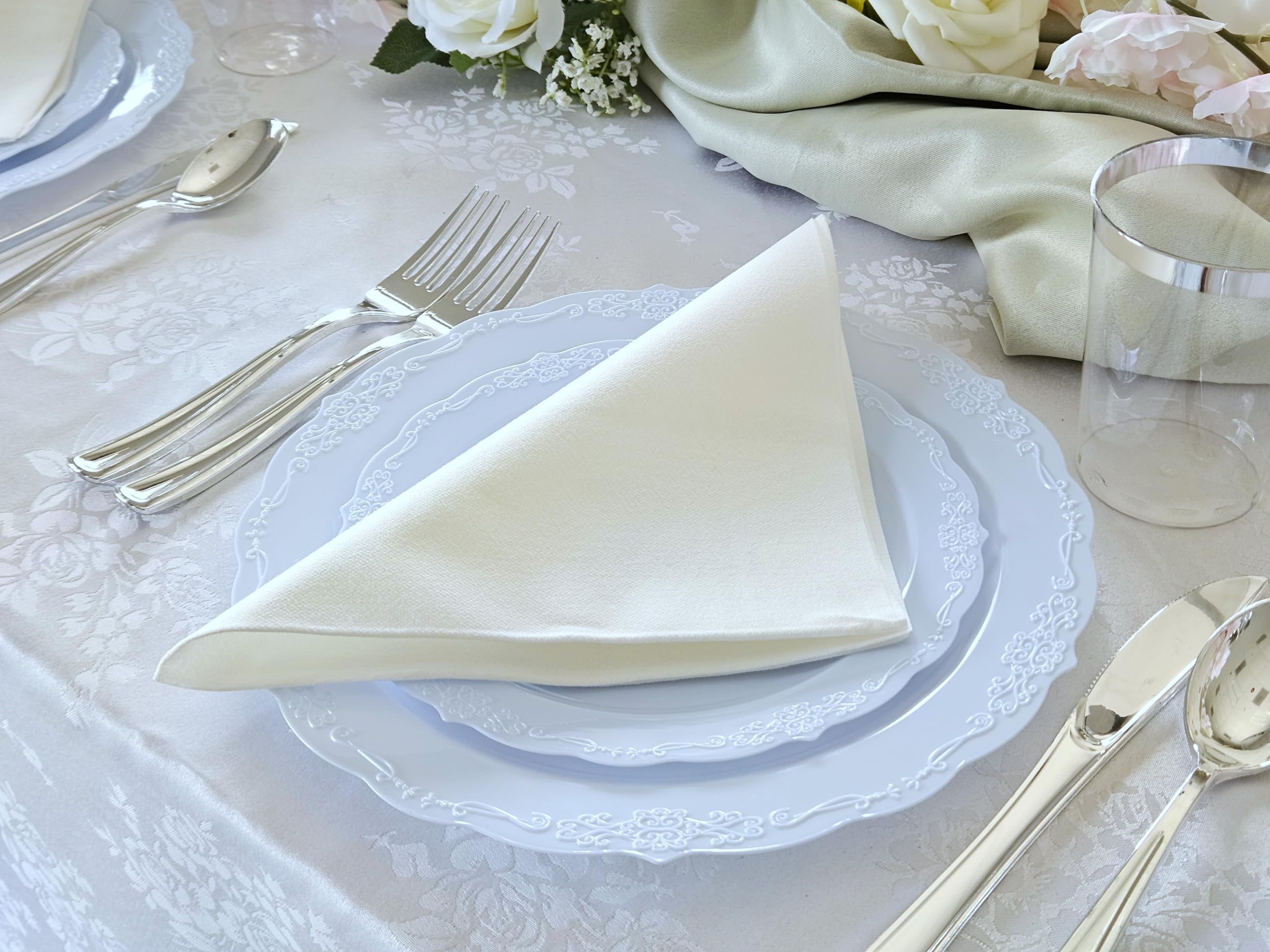 240 Pack Disposable Plastic Plates for Weddings & Parties - 10 Inch Dinner Plates in Verona Blue - Perfect for Birthday Celebrations, Baby Showers & Outdoor Events