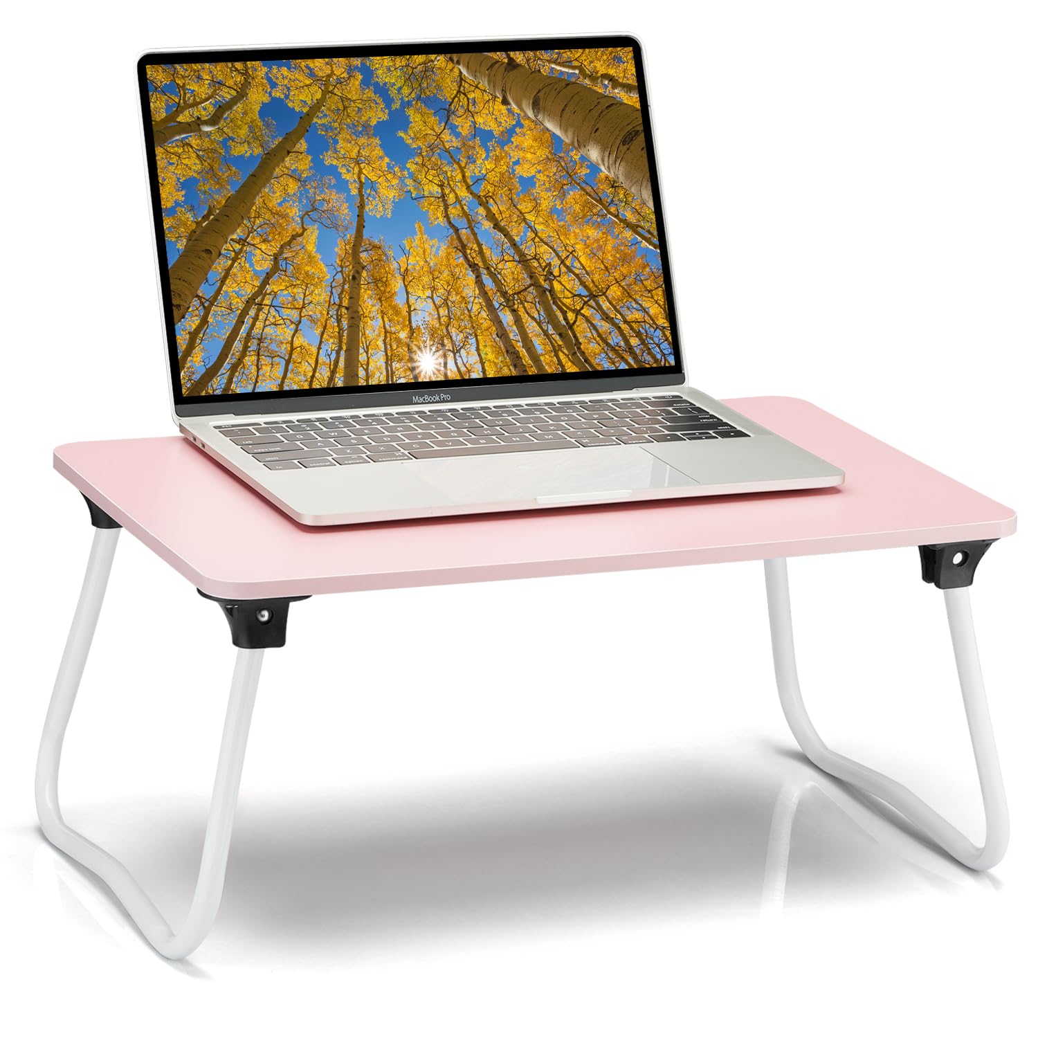 Foldable Lap Desk for Laptop & Tablet - Portable Lightweight Bed Tray for Breakfast, Reading & Work - Pink Sofa Couch Floor Desk for Home Office & Dorm Use