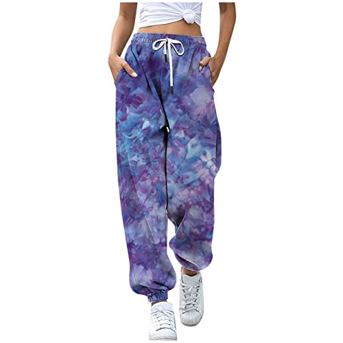 Women's High Waisted Joggers Sweatpants - Y2K Floral Print Lounge Pants with Pockets | Comfy Casual Athletic Baggy Trousers for Yoga, Running, Travel & Home Wear