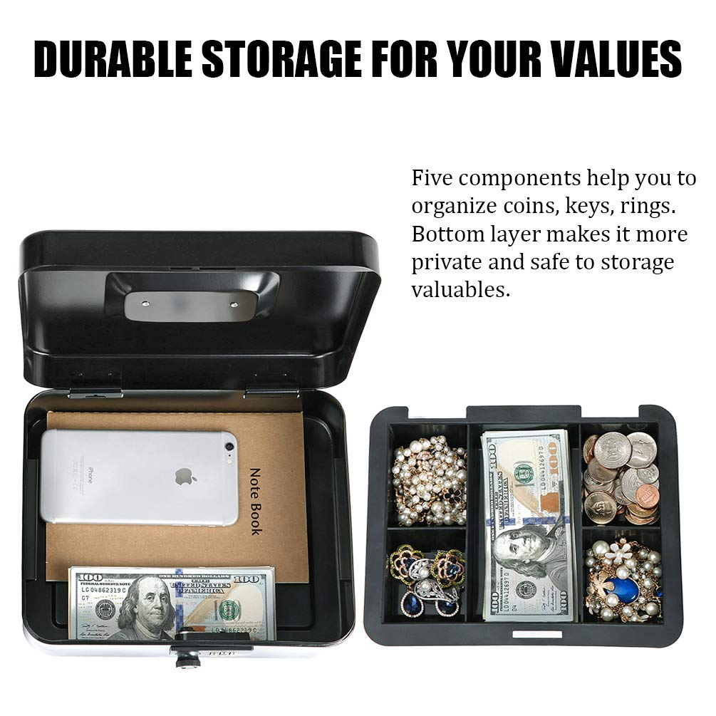 Secure Cash Box with Money Tray & Combination Lock - 9.8