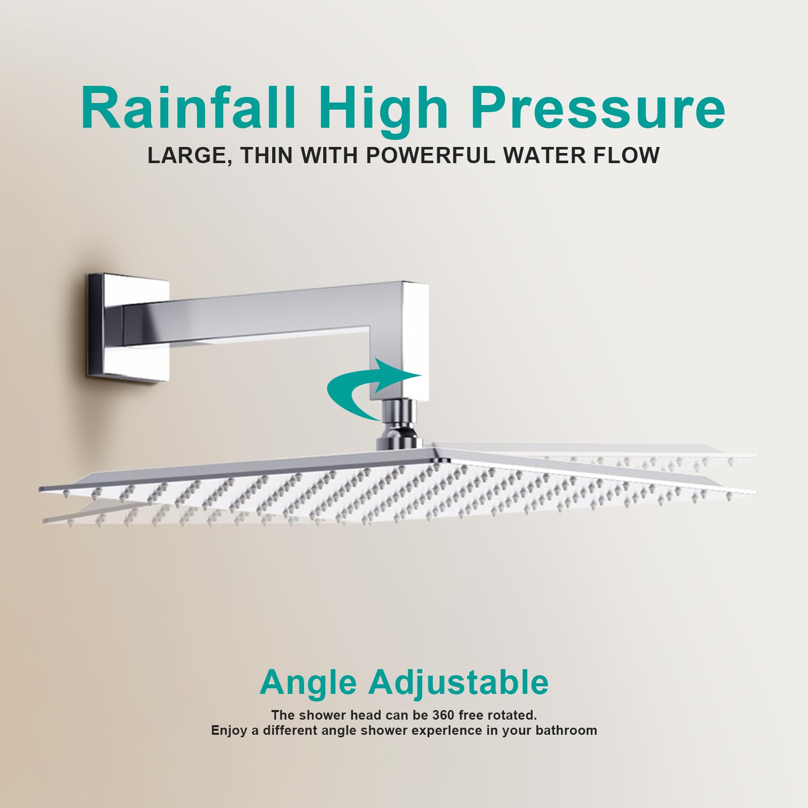 Premium All-Metal Rainfall Shower Head - Chrome Finish 12 Inch - Universal Fit for Any Bathroom Decor - Perfect for Spa-Like Luxury Showers & Modern Bathroom Upgrades