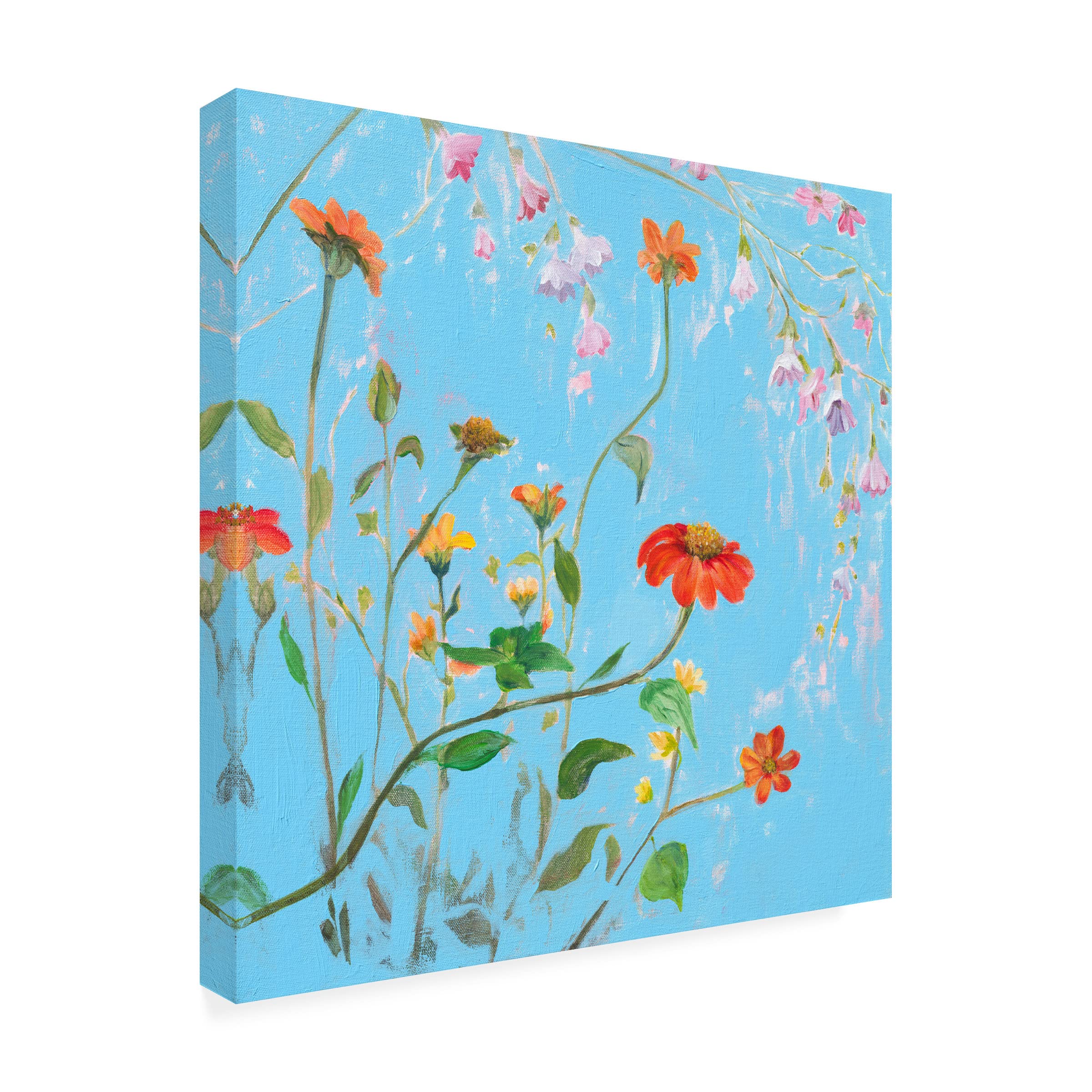 Sandra Iafrate 'Wild Flowers on Cerulean IV' Canvas Wall Art Print - Modern Floral Home Decor for Living Room, Bedroom & Office
