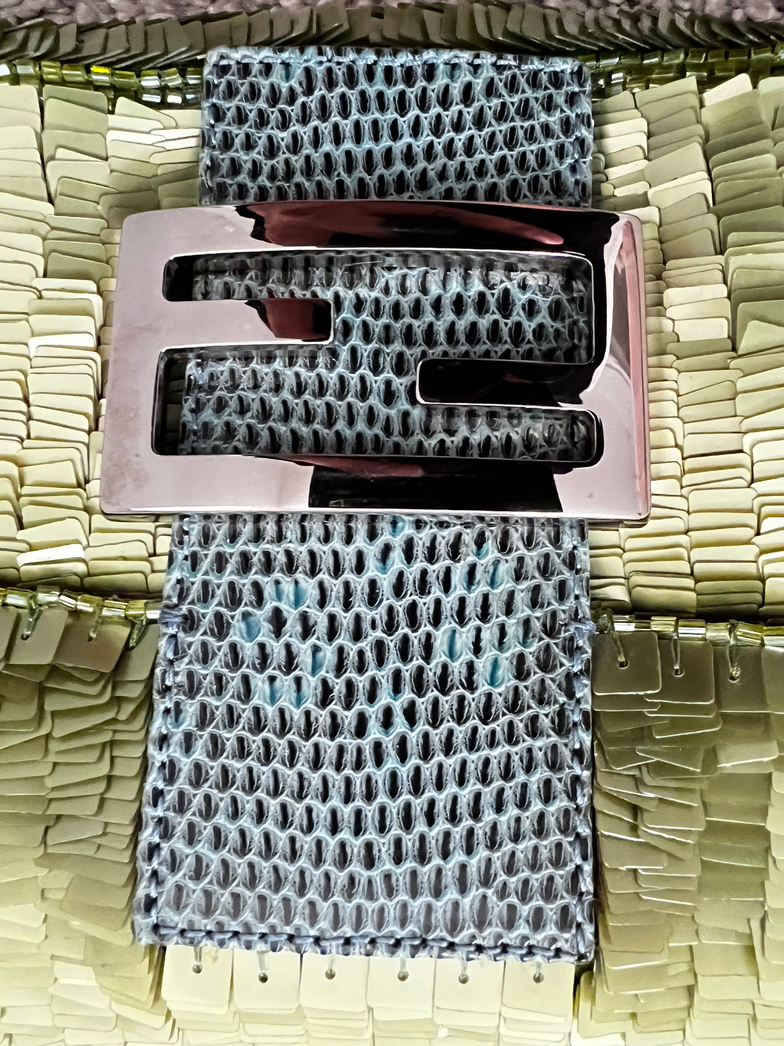 Vintage Fendi Green Sequin Bag with Red Stripes - Rare Designer Handbag for Women | Perfect for Evening Parties, Weddings & Special Occasions