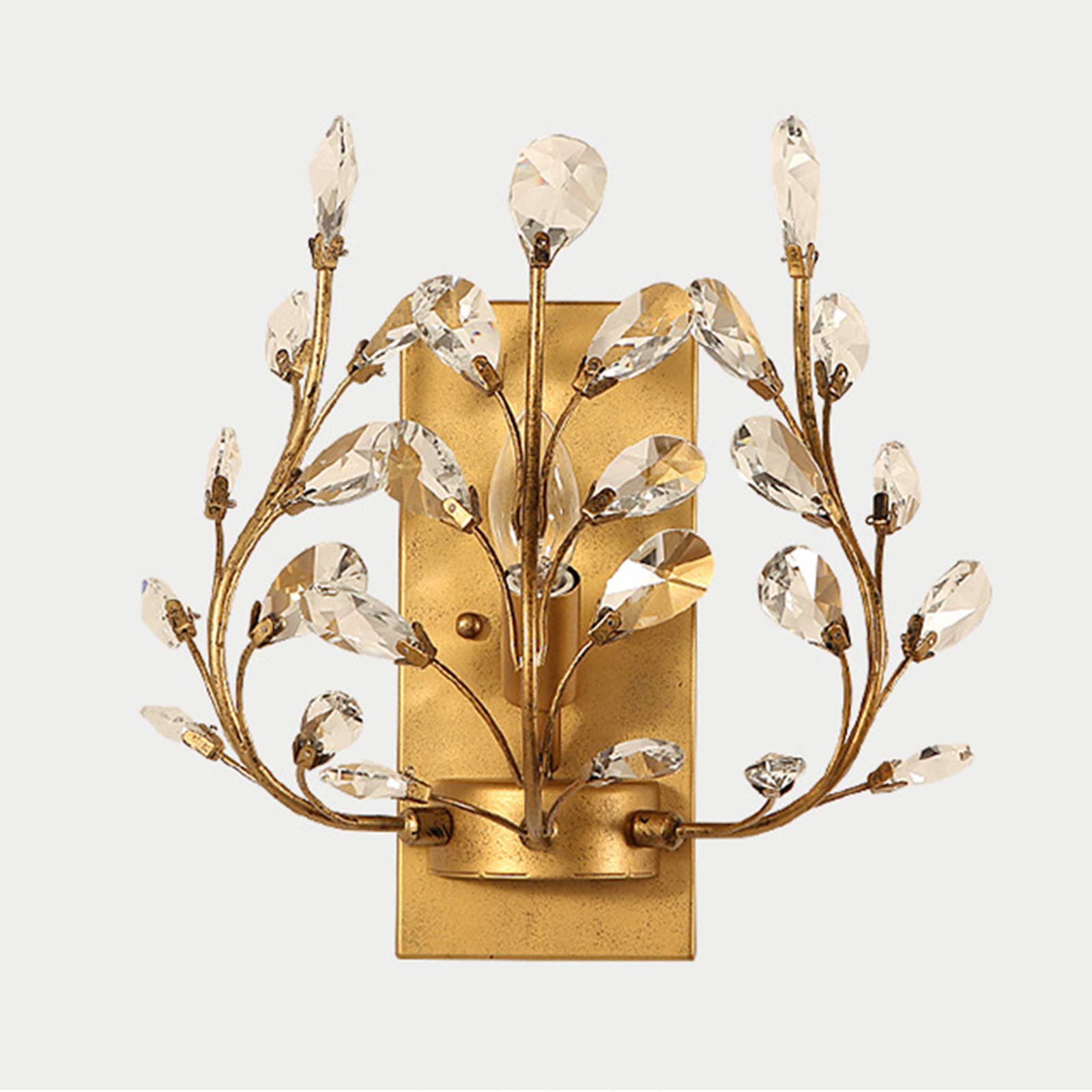 LED Golden Crystal Wall Sconce - Modern Wall Mounted Lighting Fixture for Living Room, Bedroom & Hotel Decor - Energy Efficient Crystal Sconces with Warm White Light for Hallway, Aisle and Entryway Ambiance