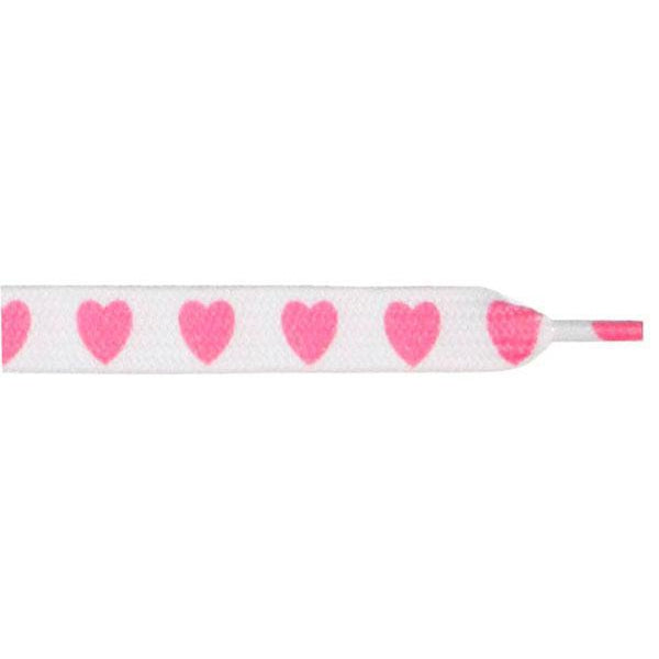 Printed 3/8 Inch Flat Shoelaces - Pink Heart Design (1 Pair Pack) | Fashion Sneaker Laces for Women & Girls | Perfect for Casual Shoes, Sneakers, and Everyday Wear