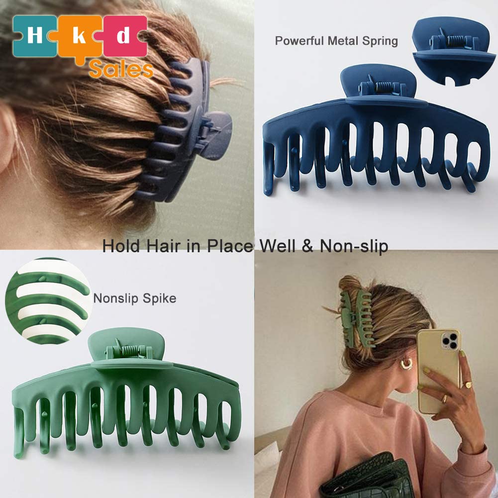 Stylish Acrylic Large Hair Clips for Women - 4 Inch Wide Coverage Claw Clips for Thick & Thin Hair - Pack of 6 - Perfect for Daily Use, Work, Travel and Home Styling