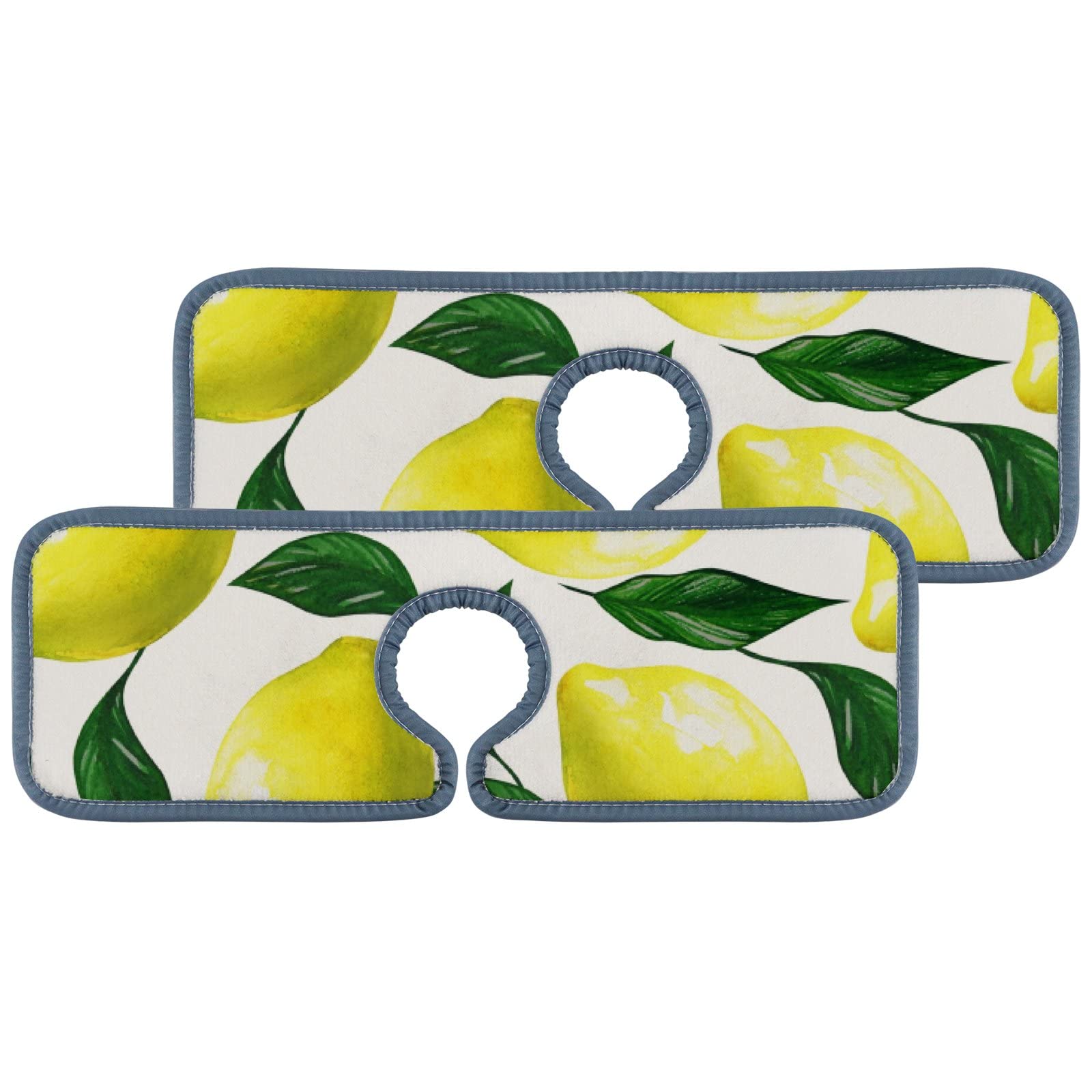 2PCS Lemon Faucet Drip Catcher Mats for Kitchen & Bathroom - Absorbent Splash Guard