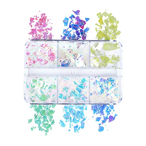 Colorful Mermaid Nail Glitter Sequins - Irregular Shaped Confetti Stickers for Manicure, Face, Hand & Body Decor - Purple Nail Art Supplies | Perfect for DIY Nails, Festival Makeup & Eye Jewelry
