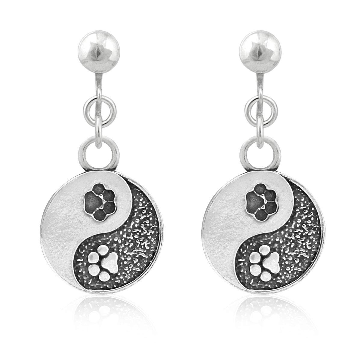 Yin Yang Paw Earrings for Women - Unique Cat Dog Pet Lover Jewelry - Perfect for Casual Wear, Gifts, and Animal Themed Outfits