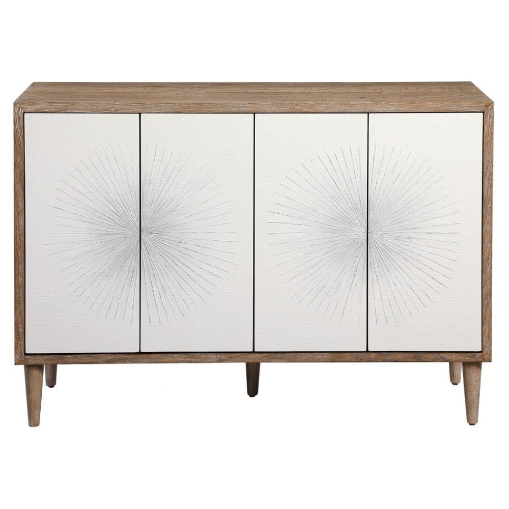 48 Inch 4 Door Storage Cabinet with Adjustable Shelves - Modern Home & Office Organization Solution for Bedroom, Living Room, or Garage Storage Needs