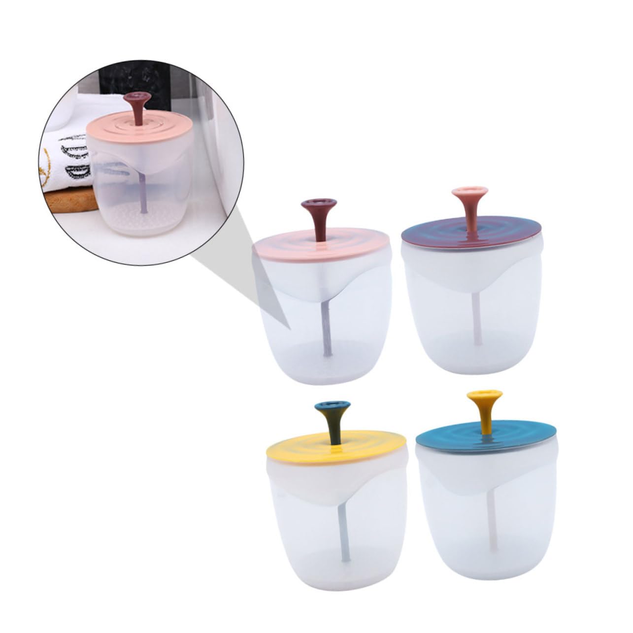 Minkissy 4pcs Rich Foam Maker for Face & Hair - Pink Shampoo Foamer, Facial Cleanser Whip Maker, Foaming Cup & Massage Bottles (PP Material) - Perfect for Spa, Skincare Routine & Travel Beauty Essentials
