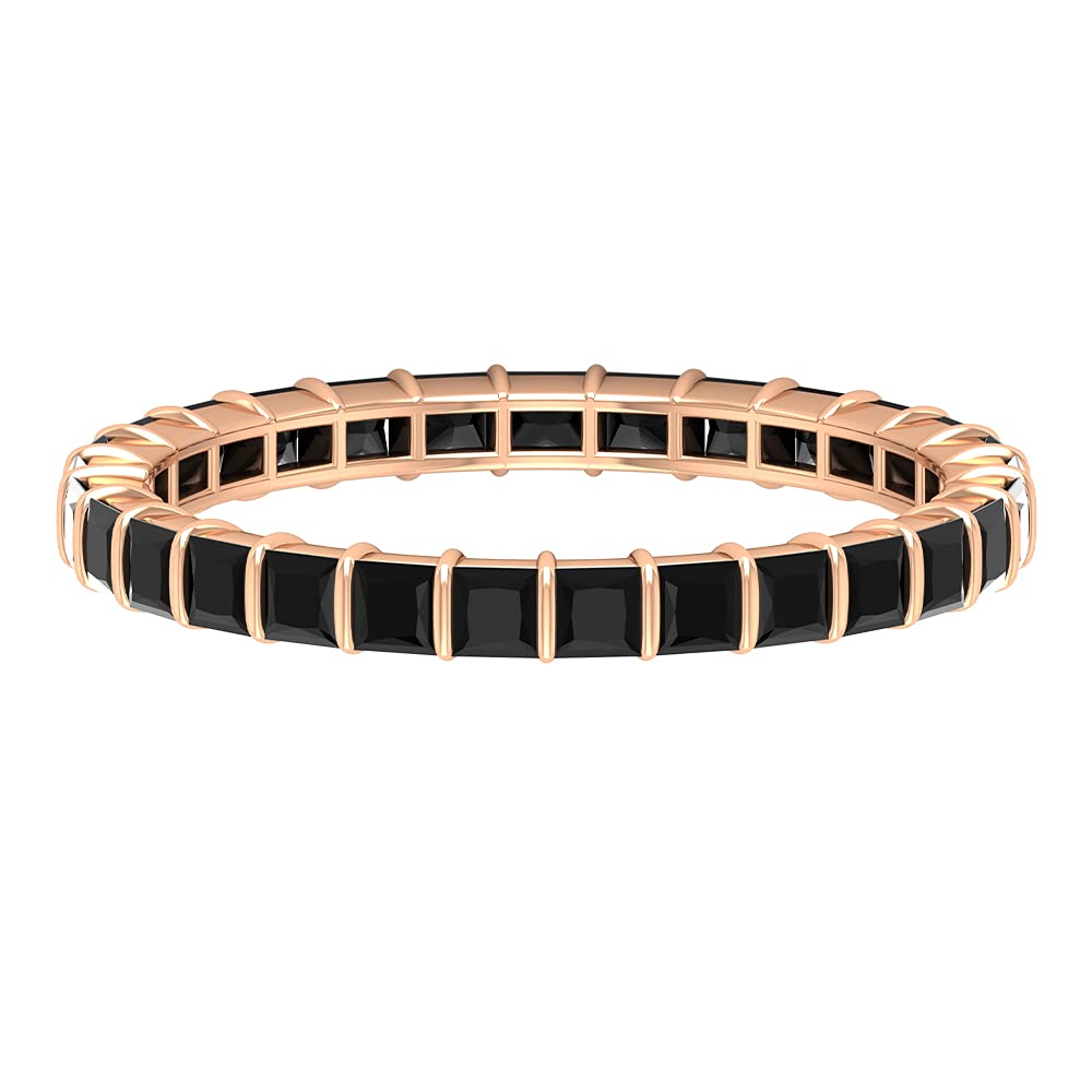 1.25 CT Black Onyx & 14K Solid Gold Eternity Ring for Women - Bar Set Wedding Band, Stackable Minimalist Jewelry Gift for Anniversary, Valentine's Day & Special Occasions