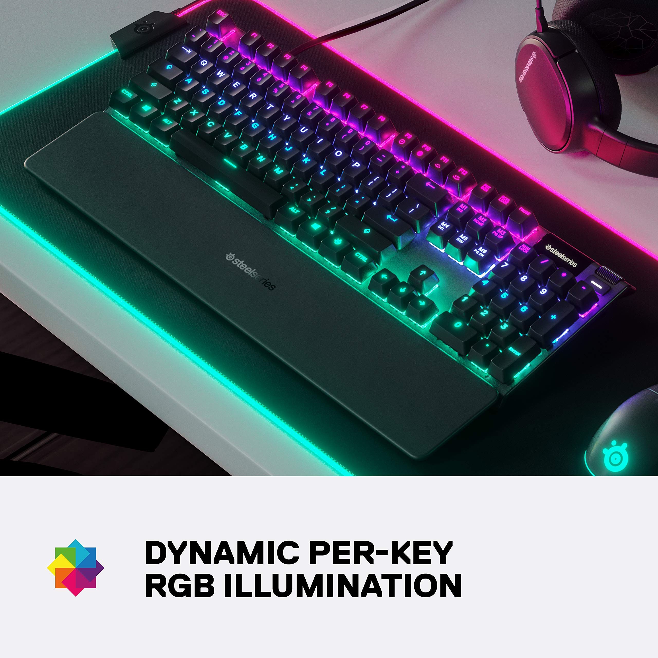 SteelSeries Apex 5 Hybrid Mechanical Gaming Keyboard with RGB Backlight & Rival 3 Gaming Mouse Bundle - Aircraft-Grade Aluminum Frame - Perfect for PC Gaming, Esports & Office Work